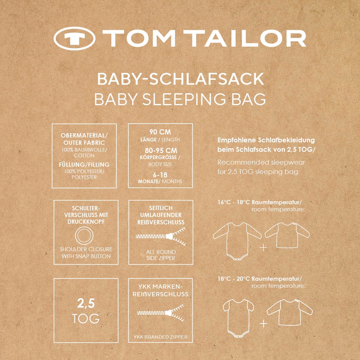 TOM TAILOR HOME Babyschlafsack »TT Baby-Schlafsack Streifen 90cm«