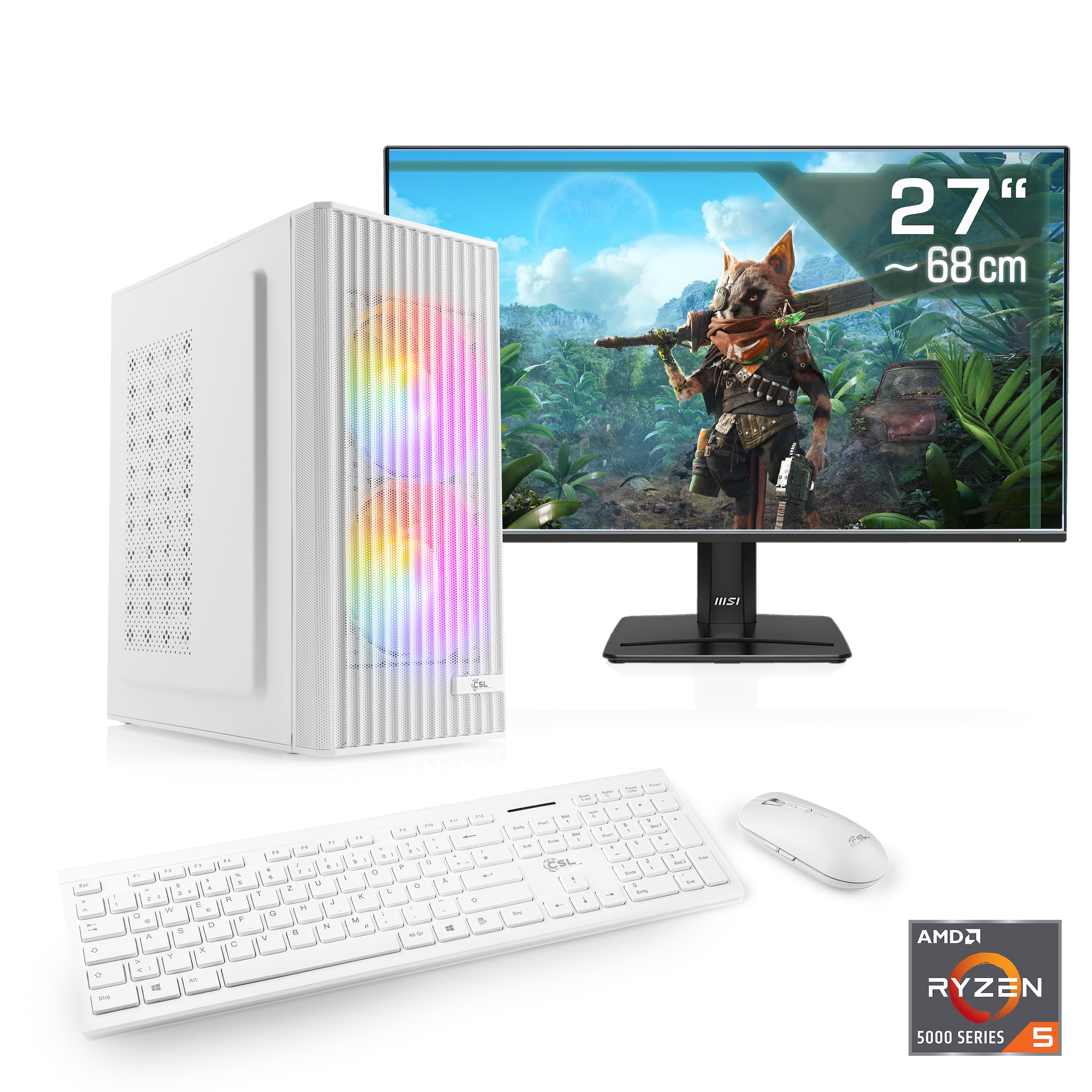 CSL PC-Komplettsystem »Spectrum V25265W« 27 ″ AMD Ryzen 5 GeForce RTX 3050 32 GB RAM 1.000 GB SSD