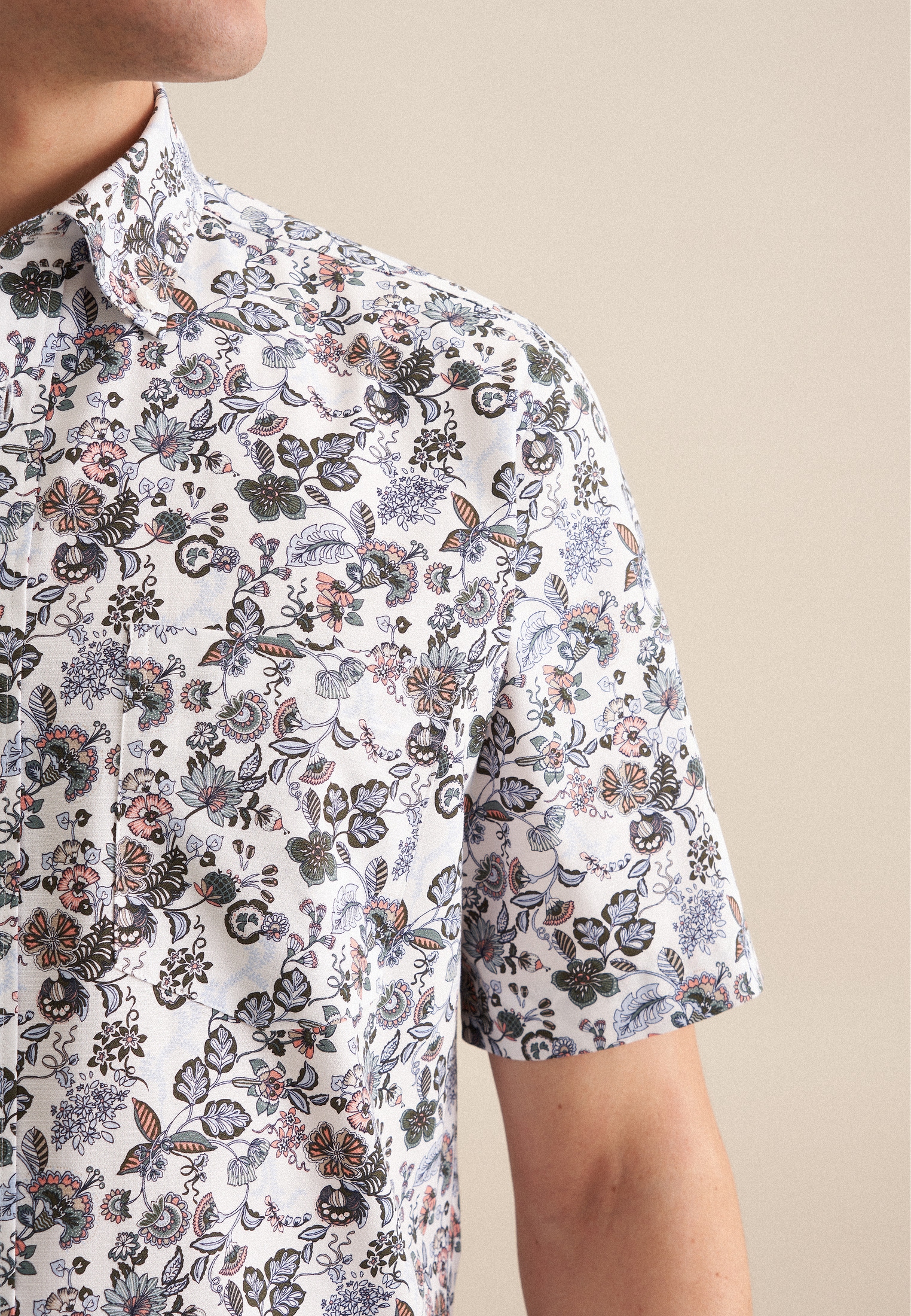seidensticker Businesshemd »Regular«, Regular Kurzarm Button-Down-Kragen Druck