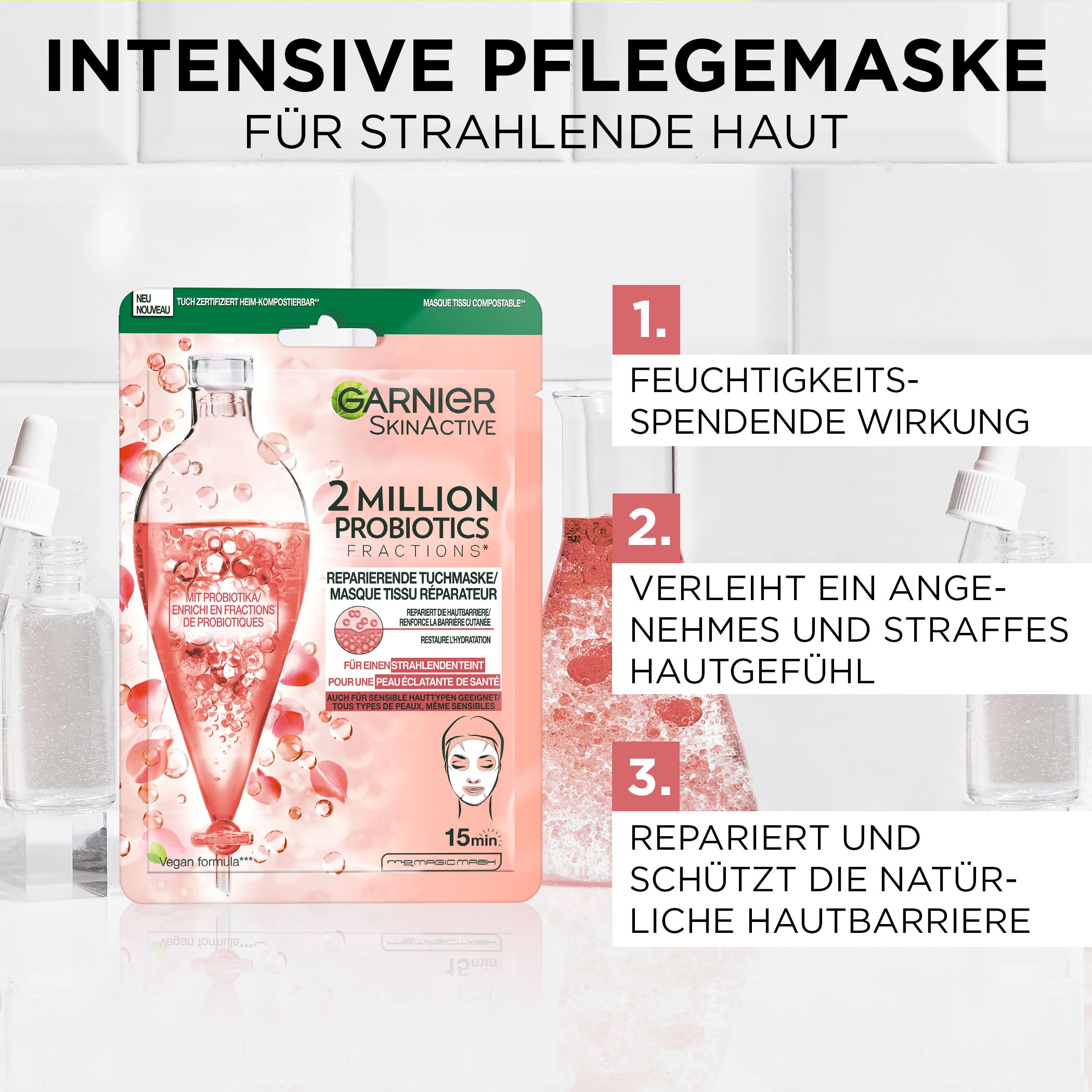 GARNIER Tuchmaske »SkinActive Reparierende Tuchmaske«, mit hoher Wirksamkeit