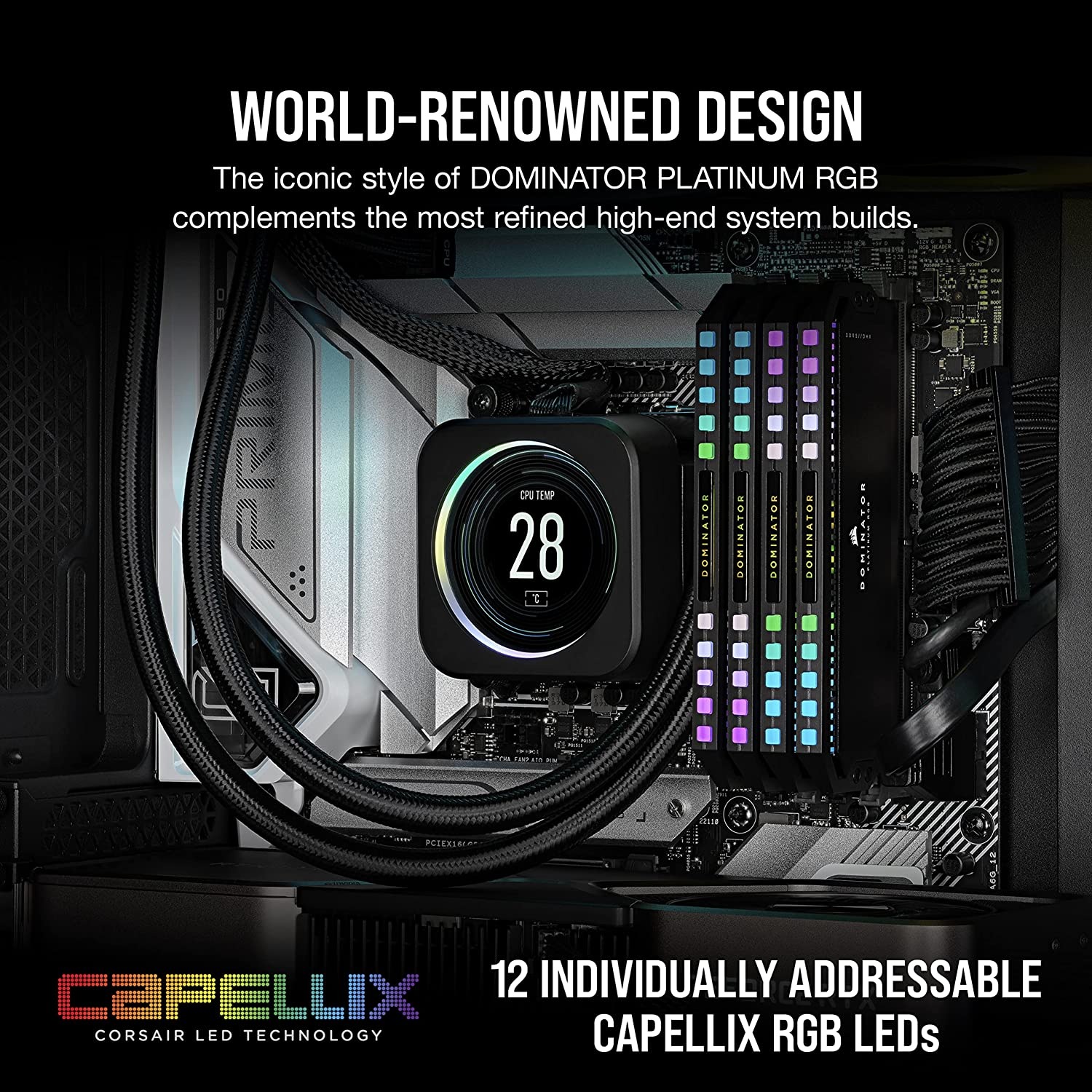 Corsair Arbeitsspeicher »DOMINATOR PLATINUM RGB DDR5 5200 White«, RGB Beleuchtung ICUE, INTEL optimiert