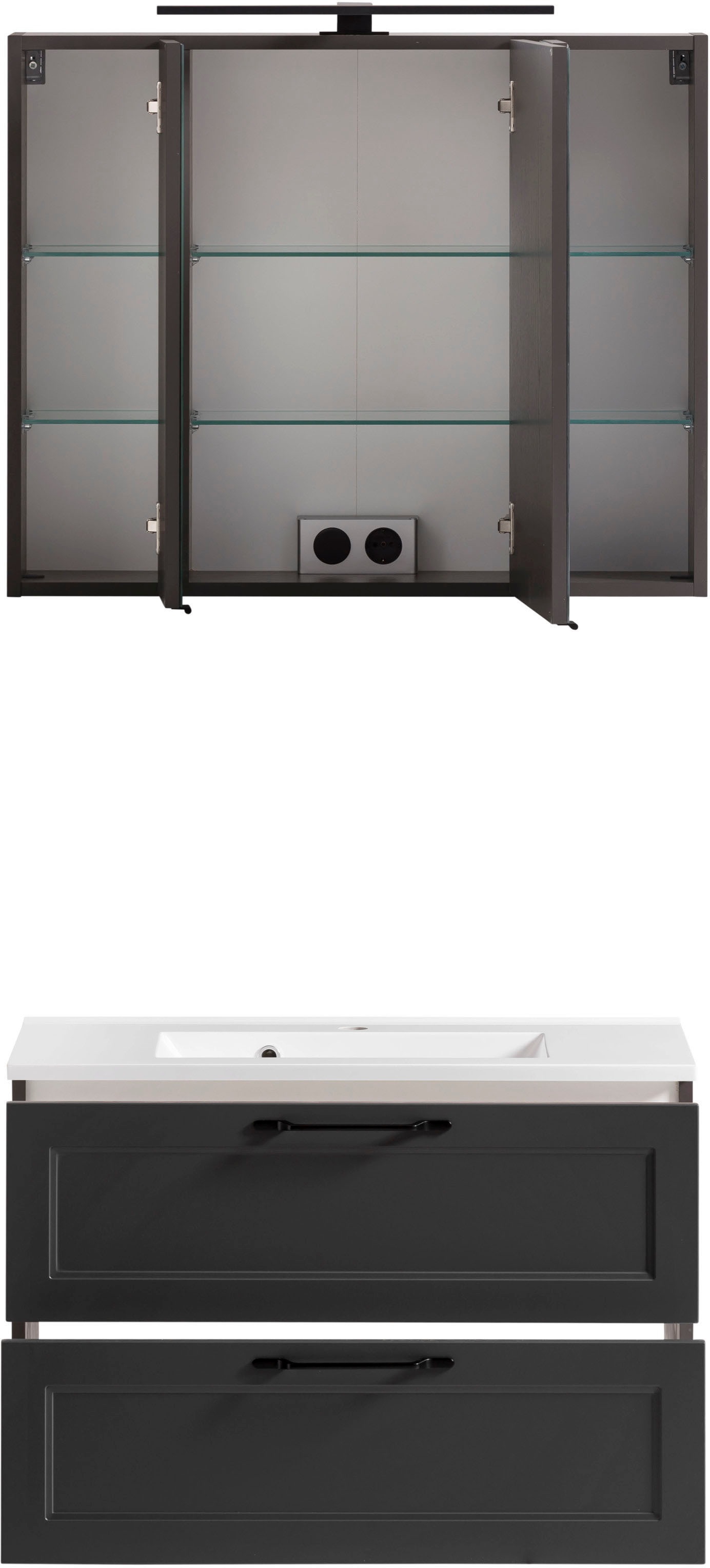 welltime Badmöbel-Set »Lana«, (Komplett-Set, 2 St.), Badezimmer-Set, 2-teilig, inkl. Waschbecken, 80 cm breit