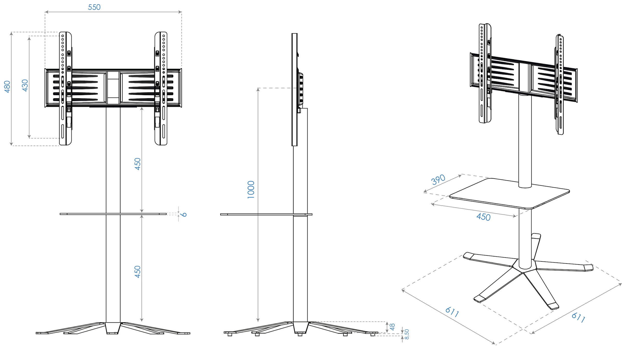 VCM Wohnzimmertisch »Design Premium TV Standfuß Rack Fernseh Xila«