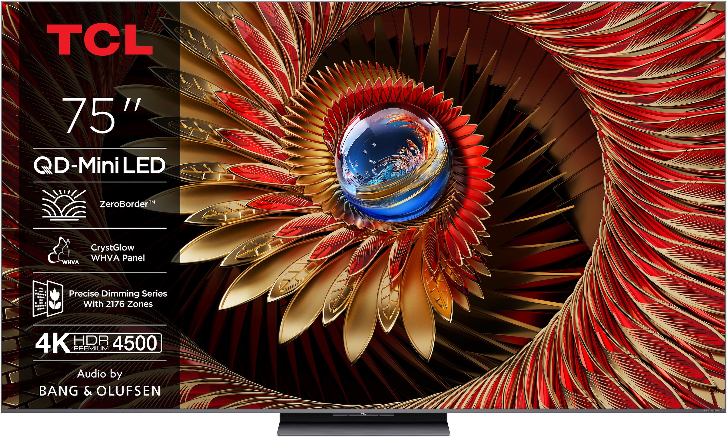 TCL QLED Mini LED-Fernseher »75Q8CX7«, 4K Ultra HD, Google TV-Smart-TV, Audio von Bang & Olufsen, Smart TV, Apple TV, 144Hz, 4K HDR, Multi-HDR
