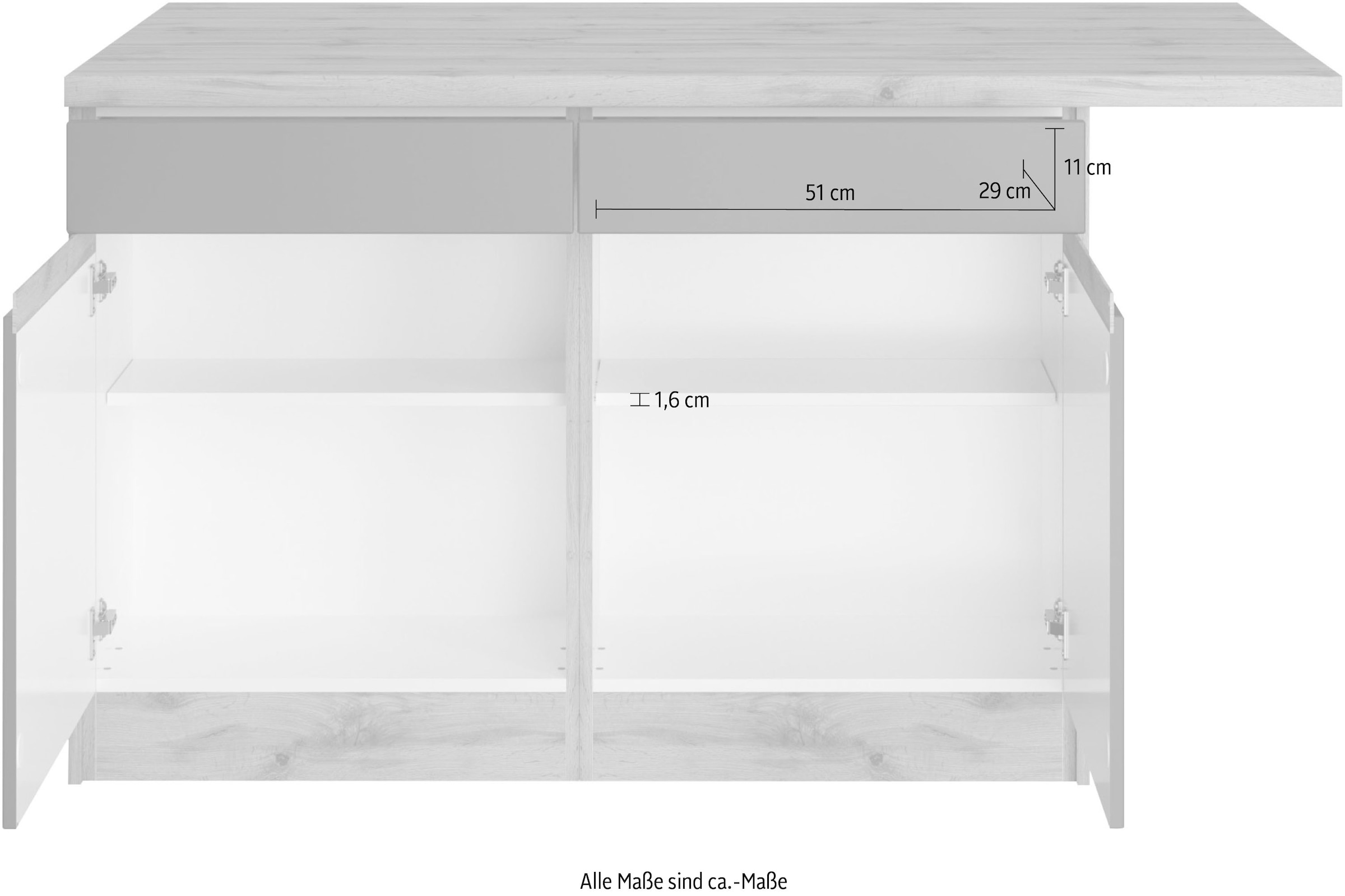 Kücheninsel MDF-Fronten Breite HELD bequem »Riesa«, kaufen cm, MÖBEL 153