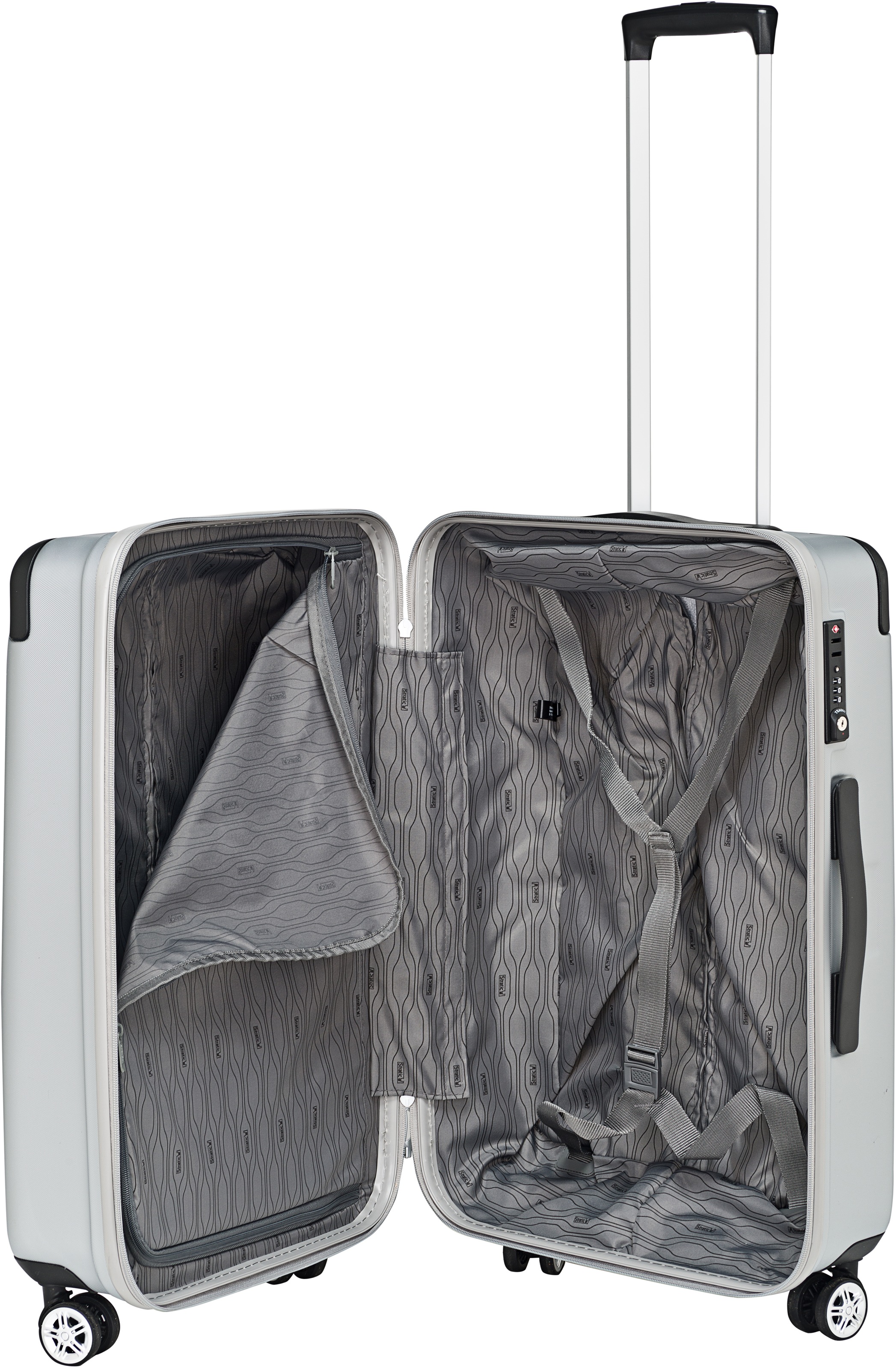 Stratic Hartschalen-Trolley »Stripe, 54 cm«, 4 Rollen, Handgepäck Reisekoffer Reisegepäck TSA-Zahlenschloss