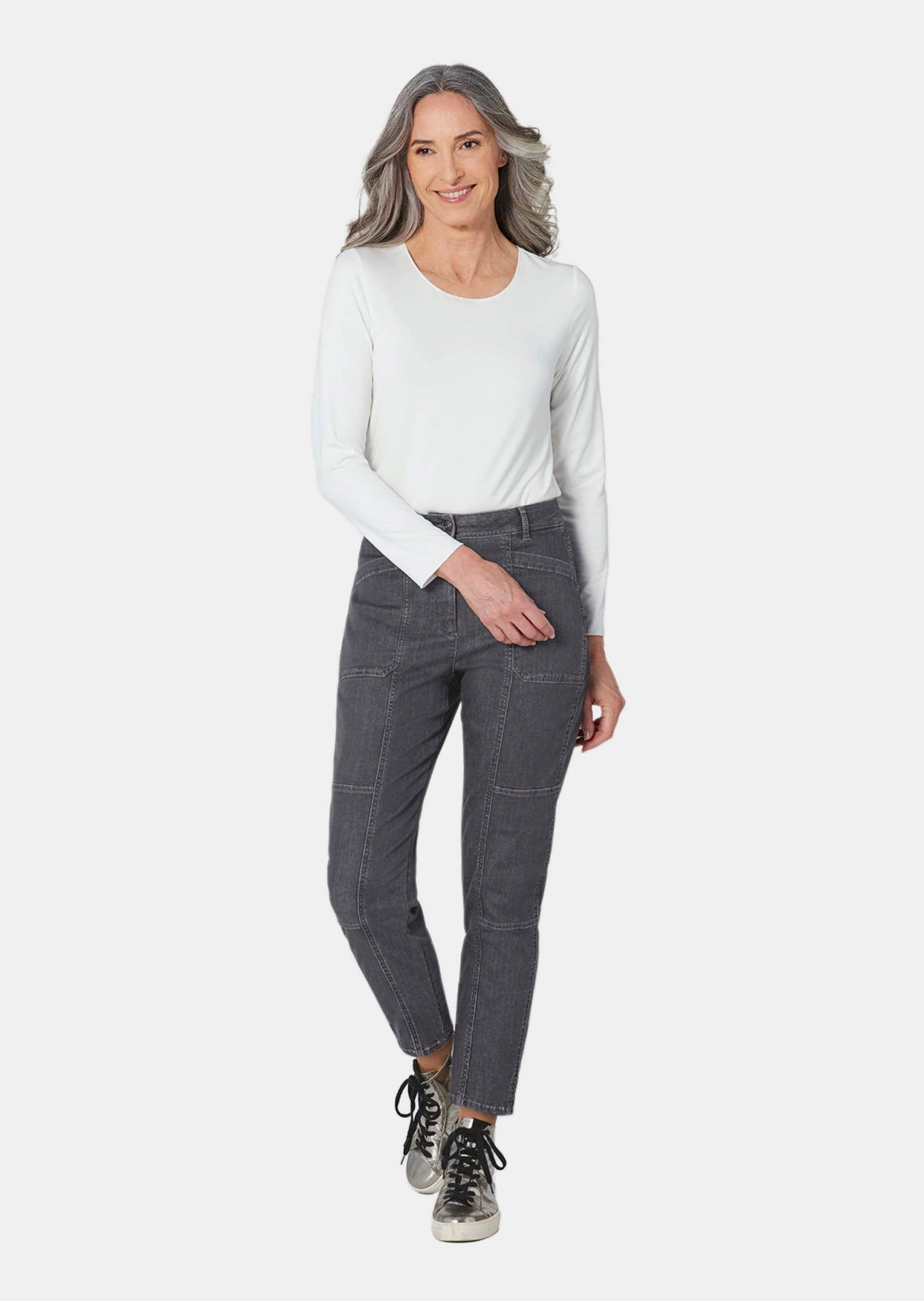 GOLDNER Chinohose »Kurzgröße Jeans mit Wascheffekt«