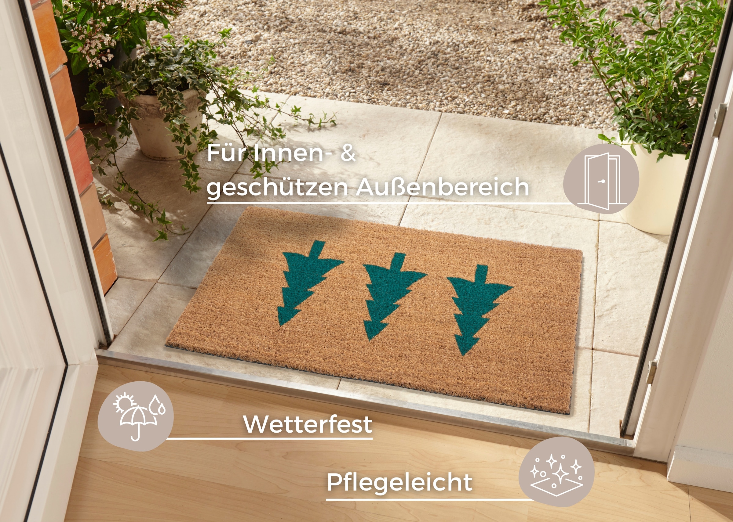 HANSE Home Fußmatte »Mix Mats Kokos Pine Trees«, rechteckig, 15 mm Höhe, Weihnachten, Schmutzfangmatte, Outdoor, Rutschfest, Innen, Kokosmatte