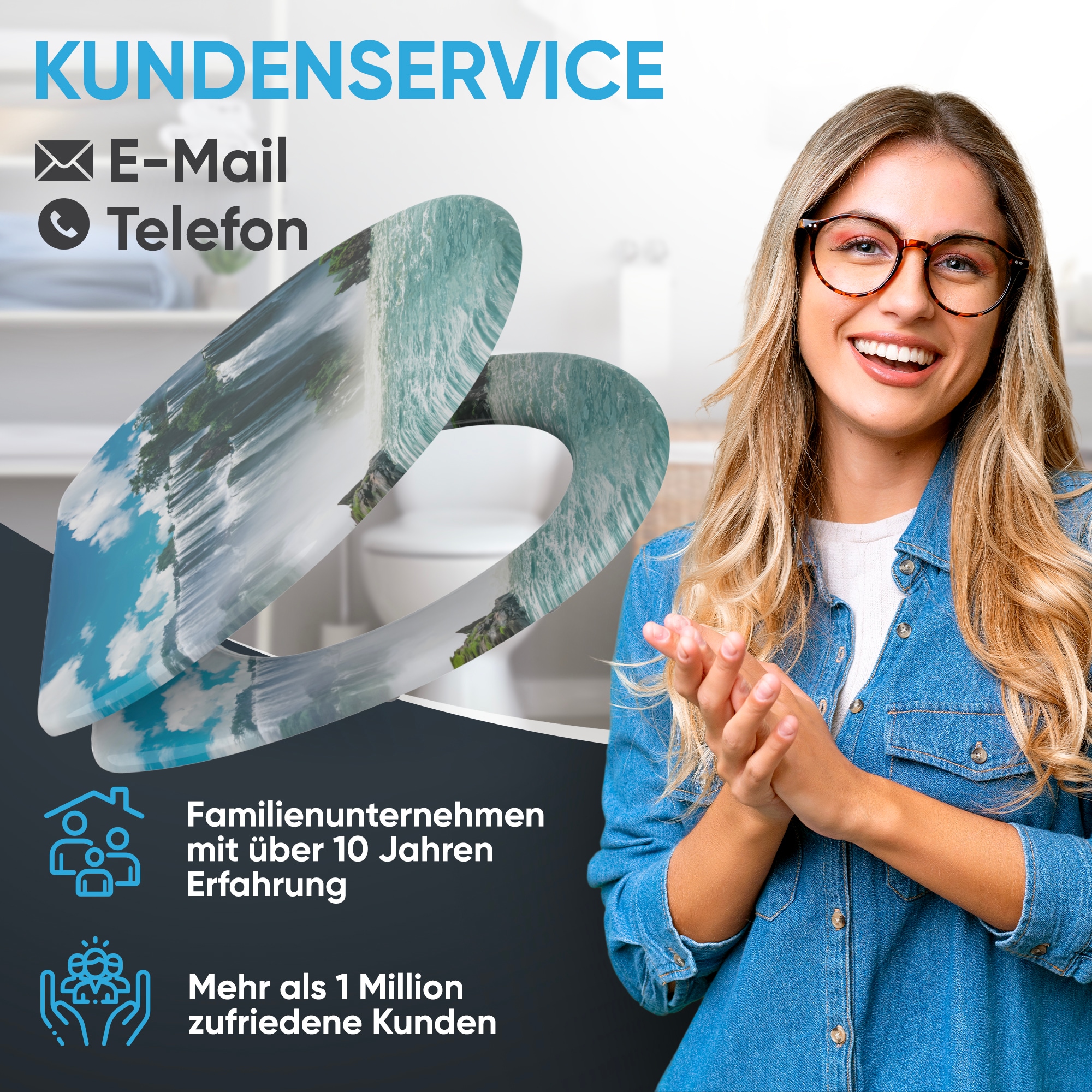 Sanilo WC-Sitz »Wasserfall mit Absenkautomatik & Quick Release« Premium Toilettendeckel, abnehmbar, leichte Montage von oben