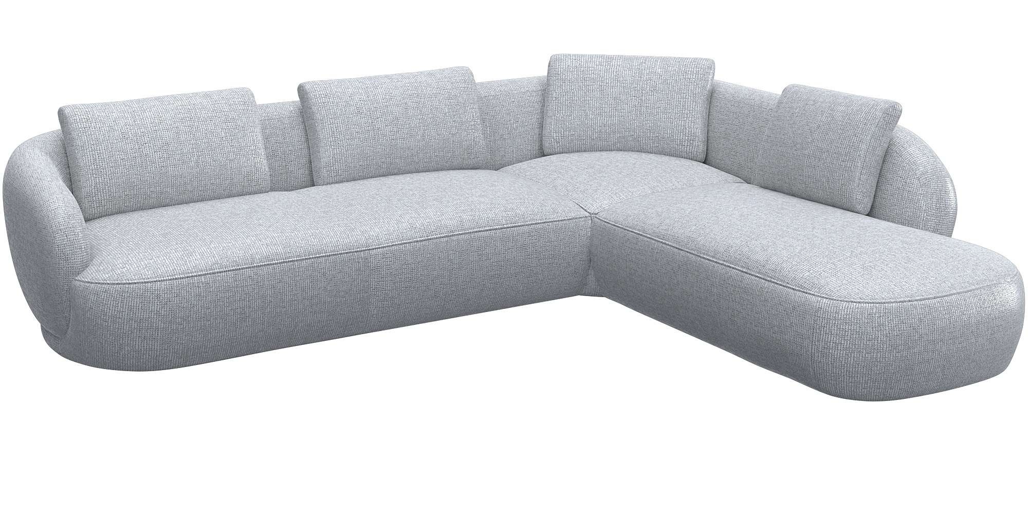 FLEXLUX Ecksofa »Torino, rund, L-Form, Sofa-Ecke mit Ottomane«, Modernes, organisches Sofa-Design, Kaltschaum, Wellenunterfederung