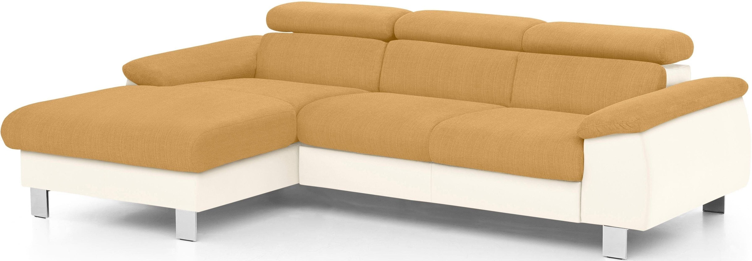 COTTA Polstergarnitur »Komaris L-Form, B: 242 bzw. 100 cm (Set: Ecksofa & Hocker)«, (Set), mit Kopfteilverstellung, optional Bettfunktion, Bettkasten & Licht