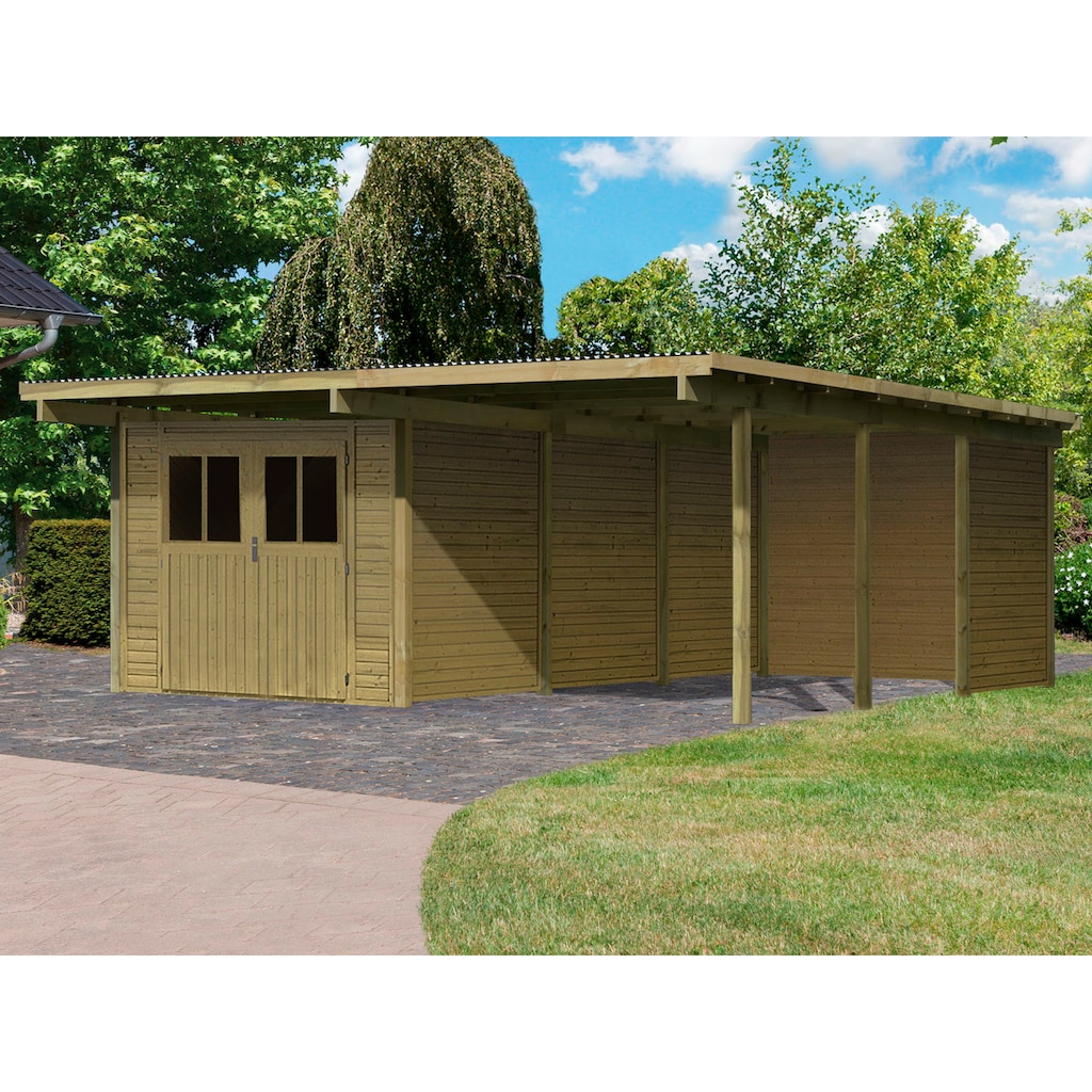 Karibu Doppelcarport »Eco 2«, Holz, 250 cm, braun