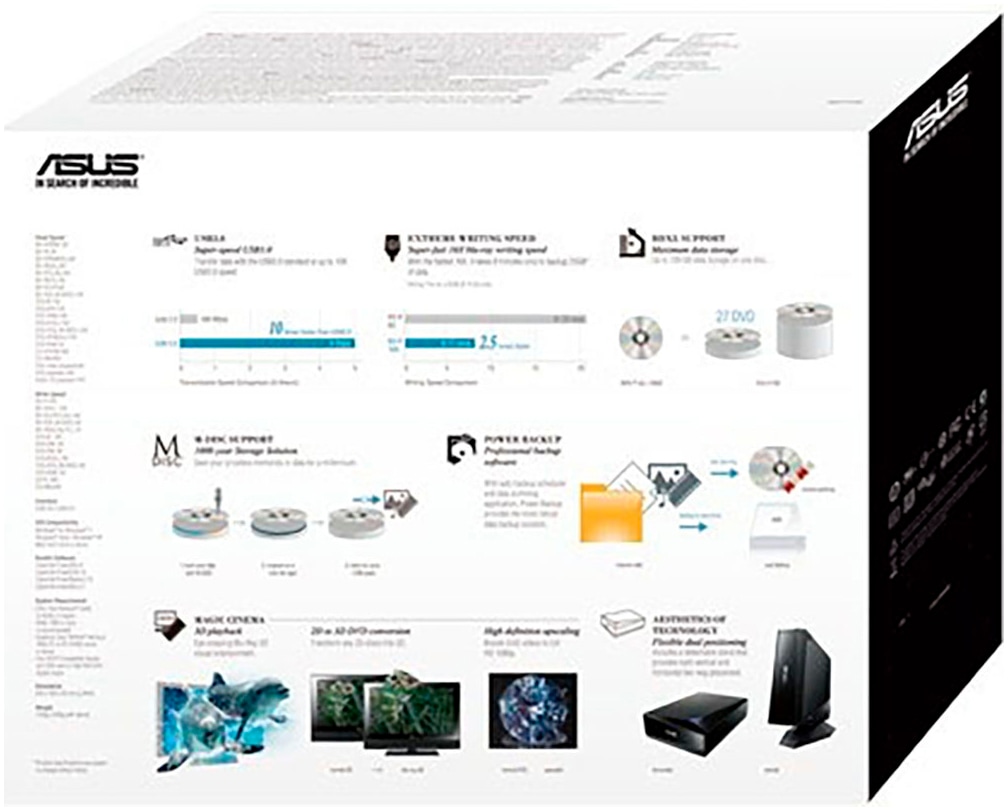 Asus Diskettenlaufwerk »BW-16D1H-U PRO«, (USB 3.1 Gen 1 BD 16 fachx/DVD 16 fachx/CD 48 fachx)