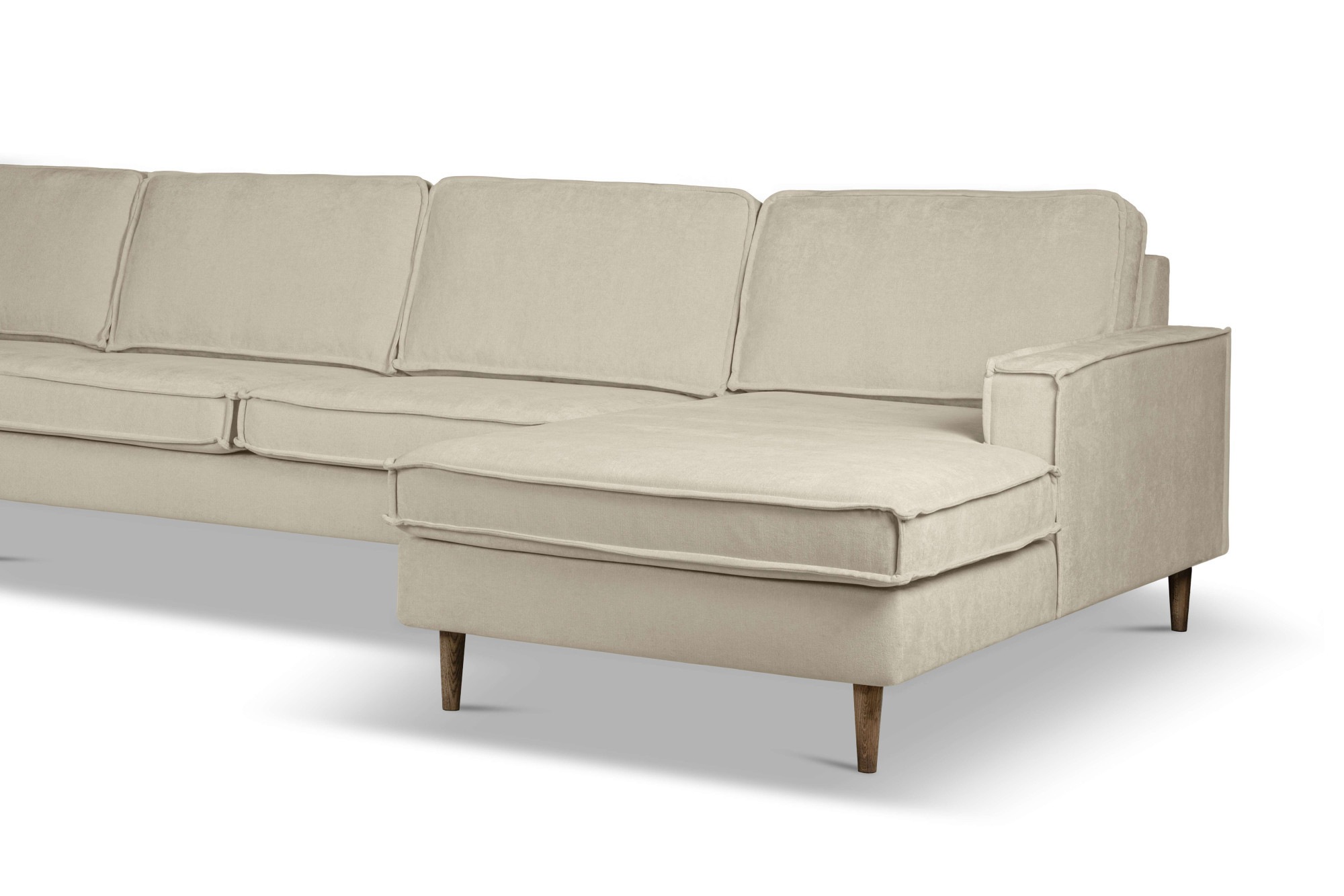 Home affaire Wohnlandschaft »Pinto Skandi, 350 cm, U-Form, XXL, mit Ottomanen« mit Keder, Massivholzfüße Eiche geräuchert, Wellenunterfederung