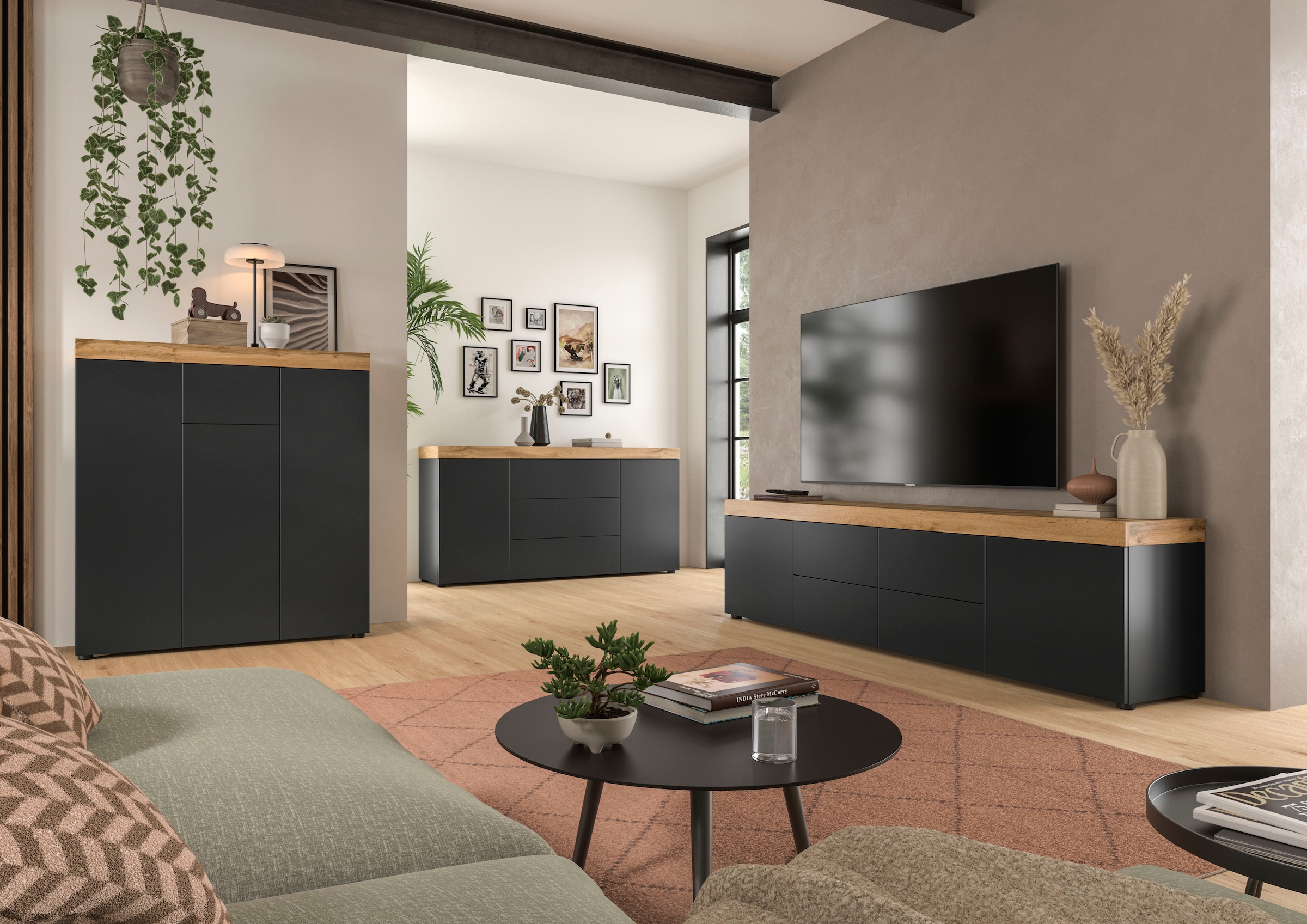 OTTO home Highboard »MAMBO, Höhe 115 cm, in verschiedenen Farben erhältlich« 2 farbige Ausführung, in verschiedenen Farben erhältlich, 1 Stk. tlg. Kommode, Sideboard, Wohnzimmer, Schlafzimmer