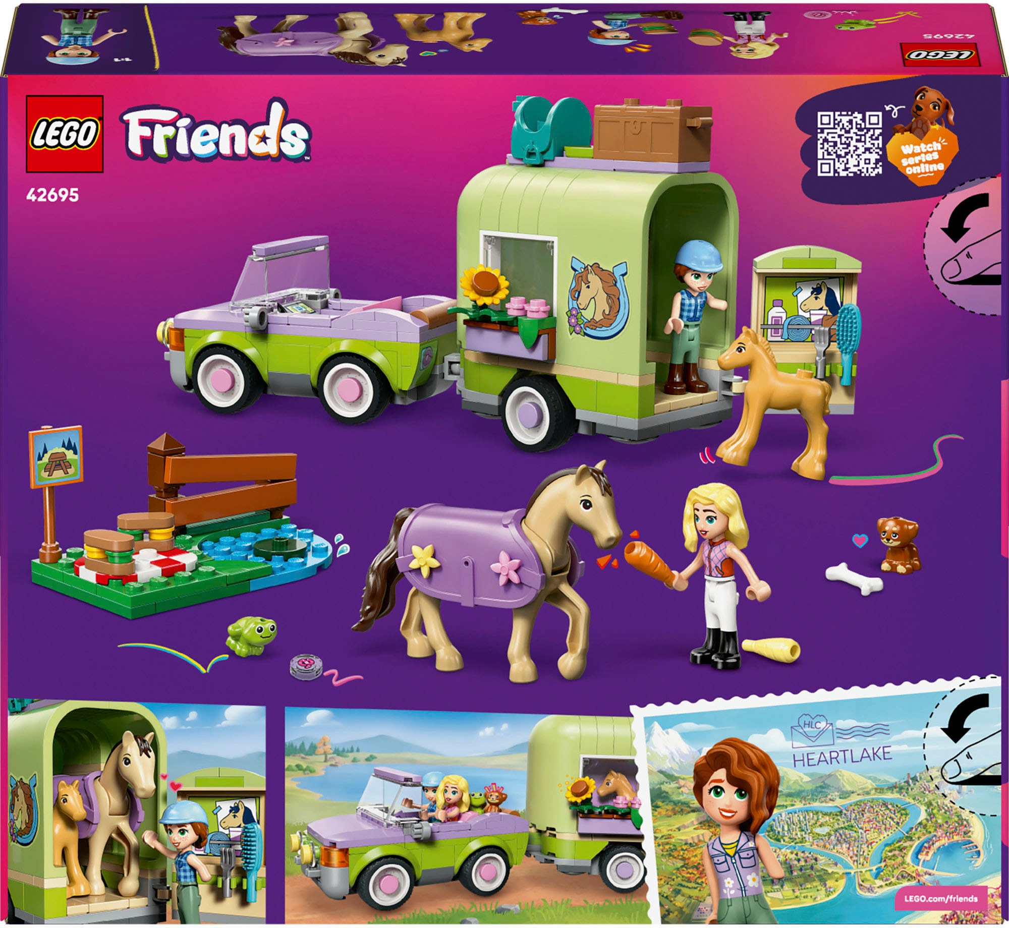 LEGO® Konstruktionsspielsteine »Pferd und Fohlen mit Pferdeanhänger (42695), LEGO Friends«