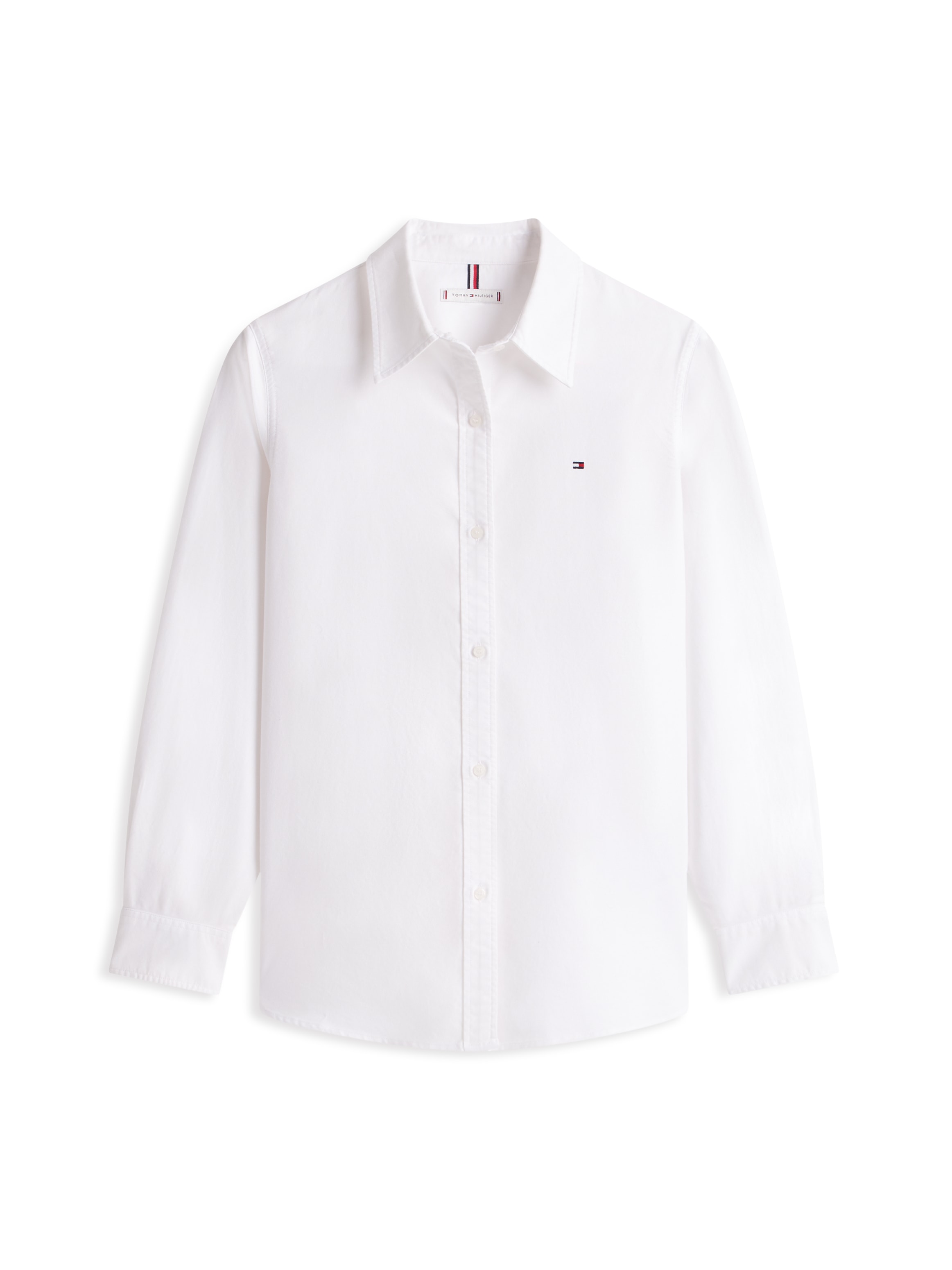 Tommy Hilfiger Hemdbluse »OXFORD RELAXED FIT SHIRT mit Hemdblusenkragen und Stickerei«, mit Streifen