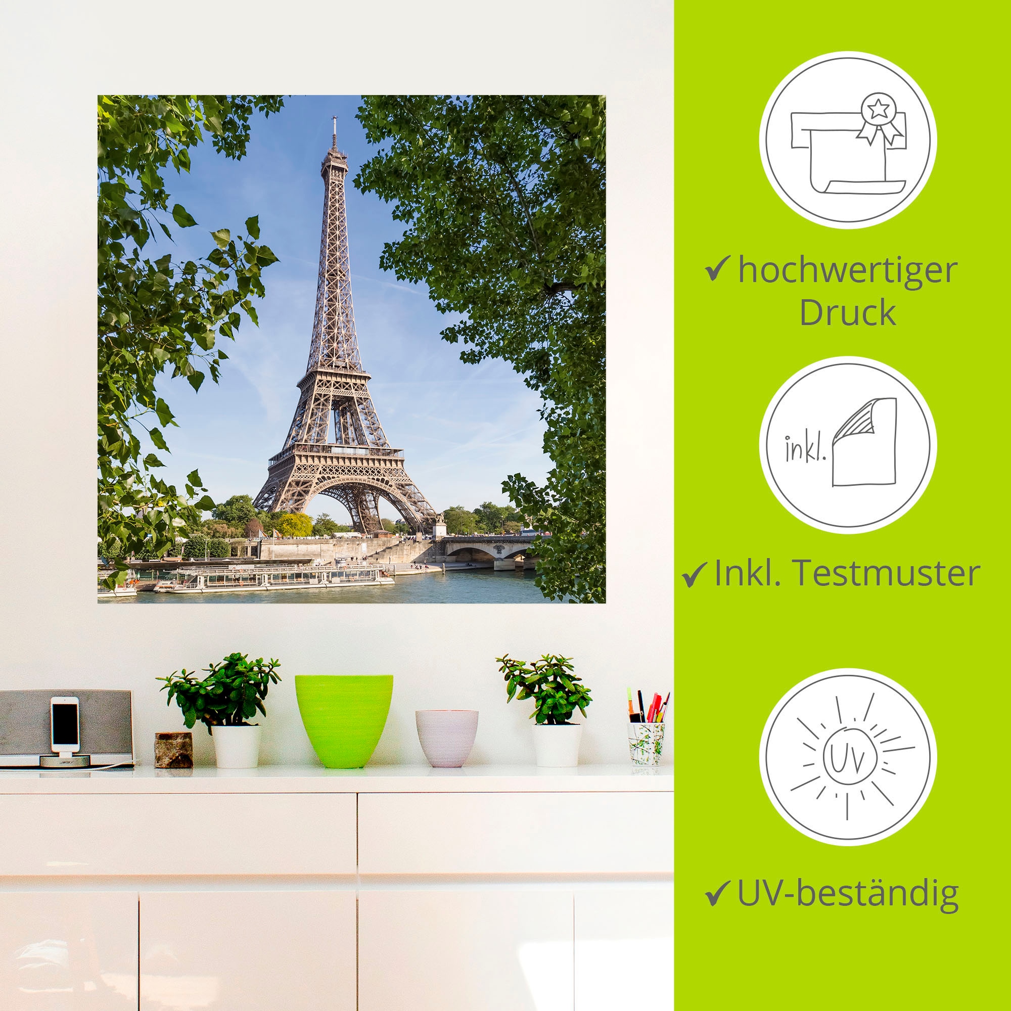 Artland Wandbild »Paris Eiffelturm & Seine«, Paris, (1 St.), als Alubild,  Leinwandbild, Wandaufkleber oder Poster in versch. Größen auf Raten  bestellen