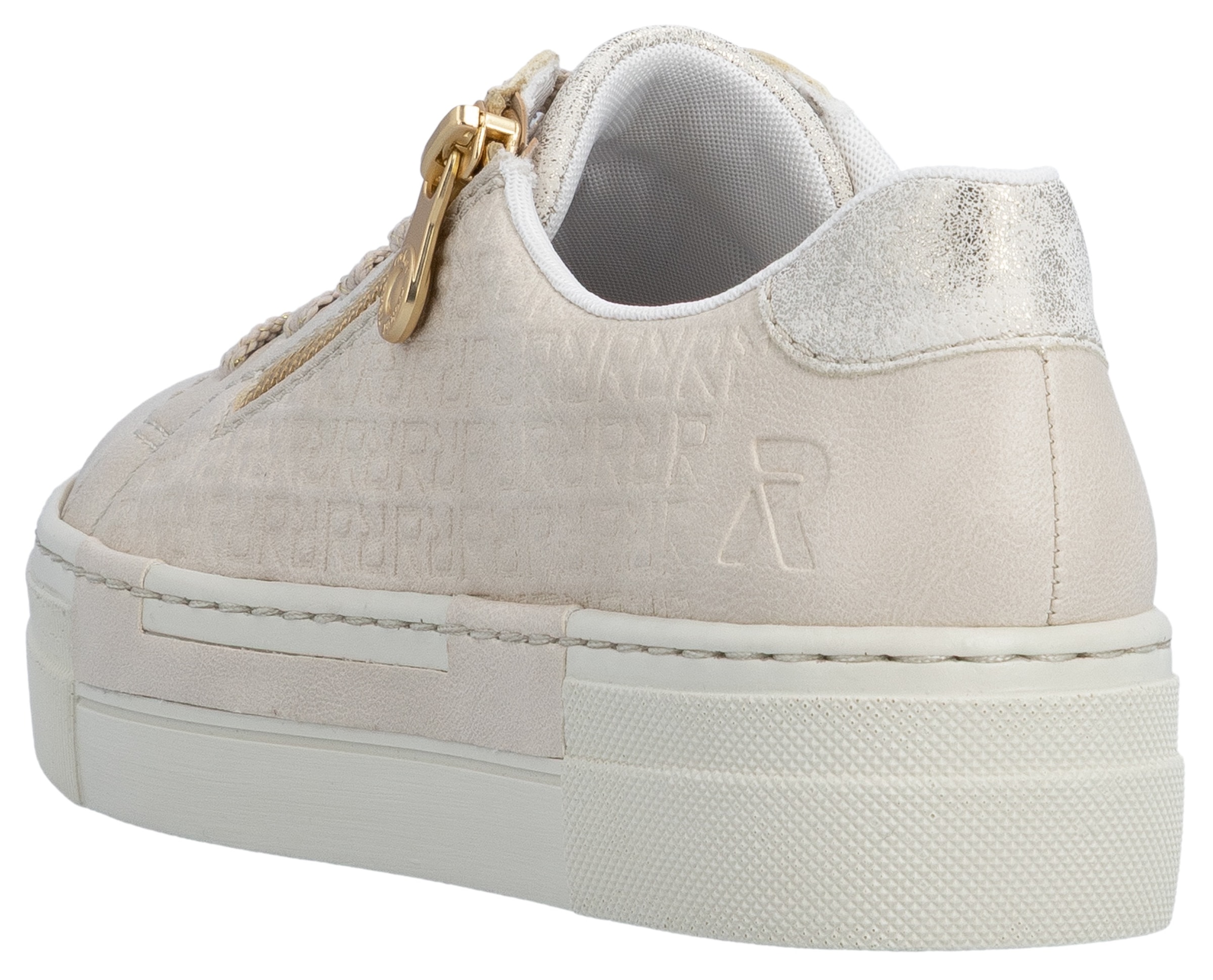 Rieker Plateausneaker  mit goldfarbenem Reißverschluss, Freizeitschuh, Halbschuh, Schnürschuh