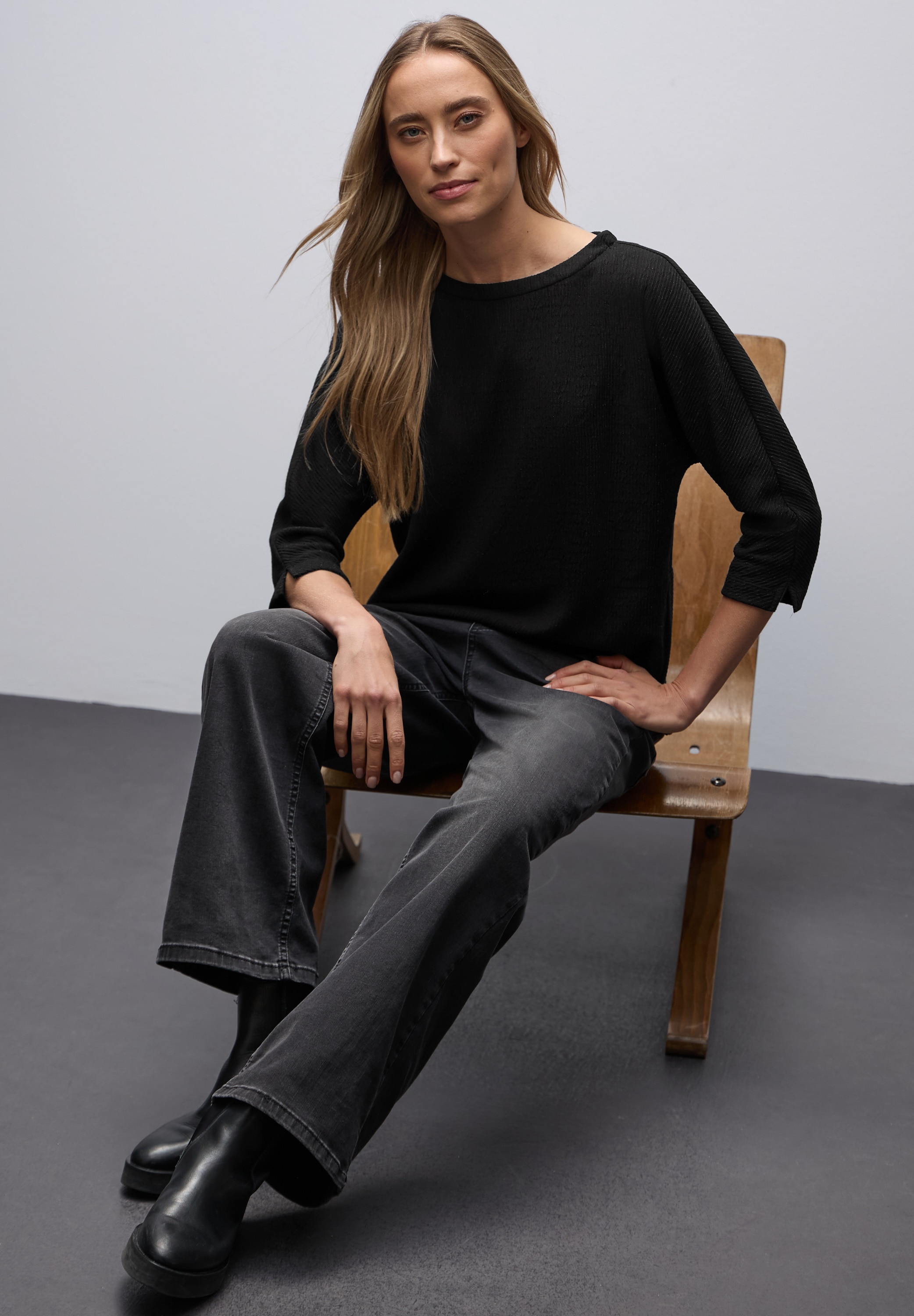 STREET ONE 3/4-Arm-Shirt im Glitzer-Look