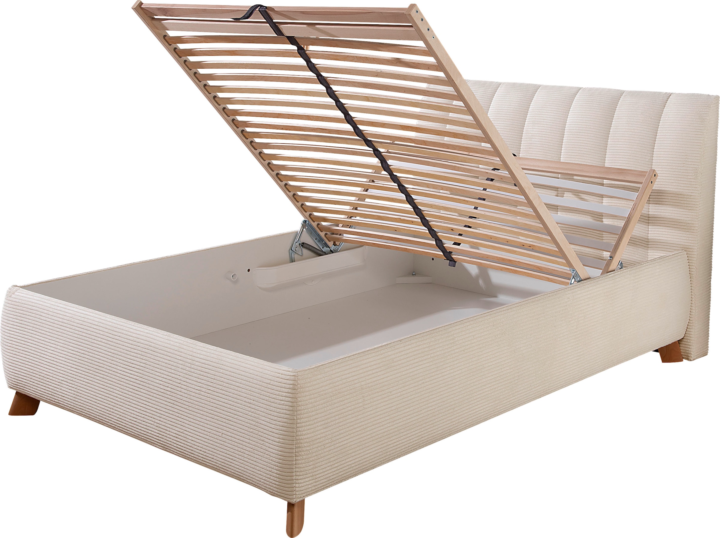 Maintal Polsterbett »Hügeldorf« inklusive Bettkasten, in H2, H3 & H4 erhältlich, aus Cord-Bezug