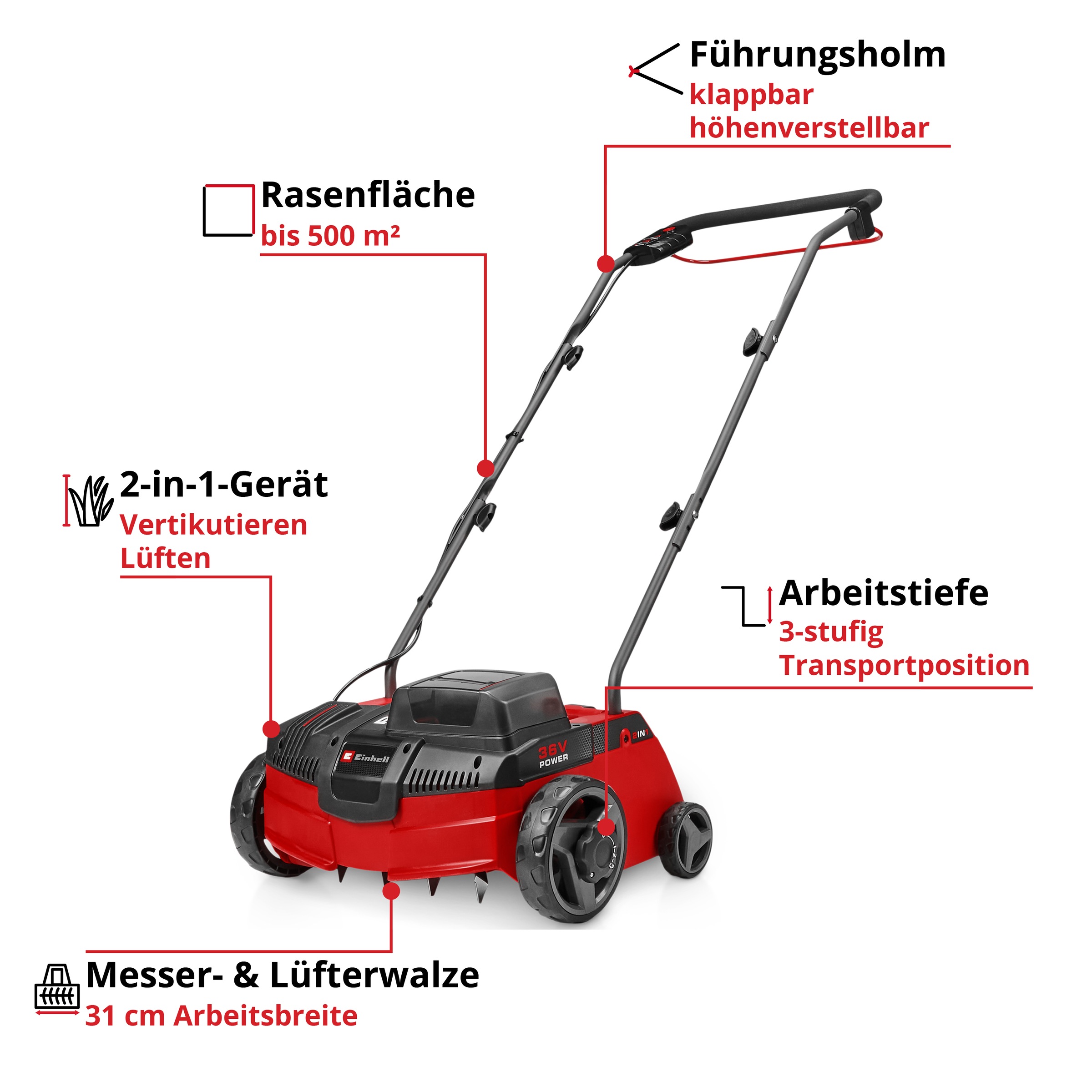 Einhell Vertikutierer »GC-SA 36/31 Li-Solo« ohne Akku und Ladegerät