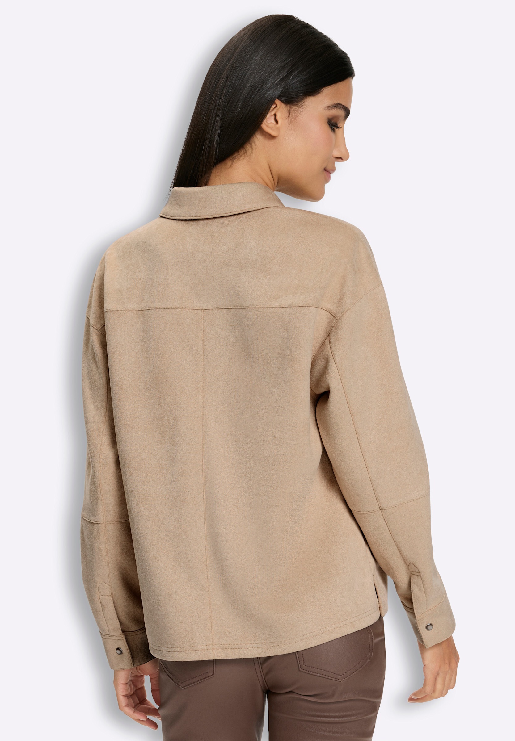 heine Klassische Bluse »Lederimitat-Bluse Hemdbluse aus Veloursleder-Imitat«