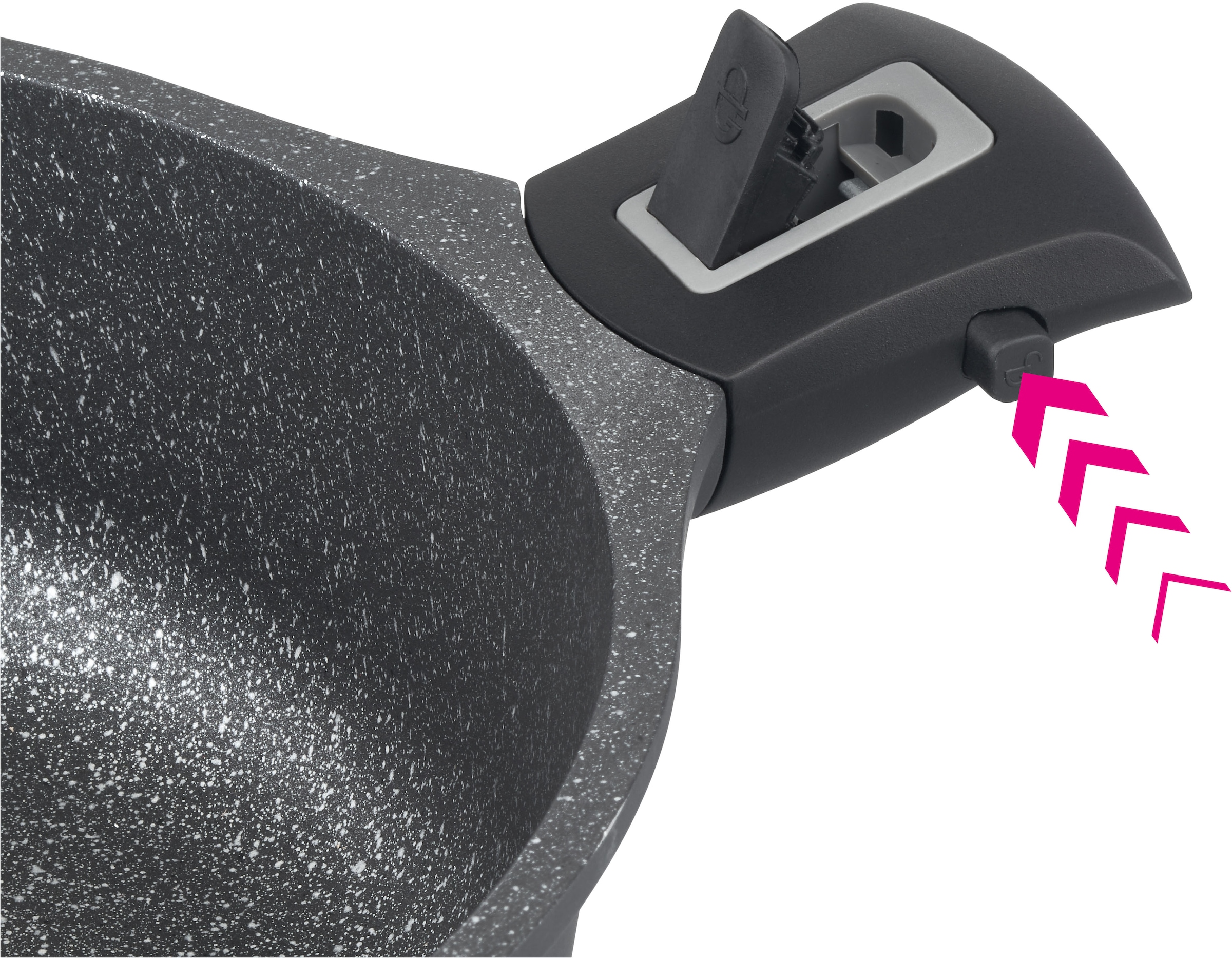 GSW Bratpfanne »Easy Click« Aluminiumguss 2 Stk. tlg. incl. Glasdeckel, abnehmbarer Griff, Ø 28 cm, hoher Rand, Induktion