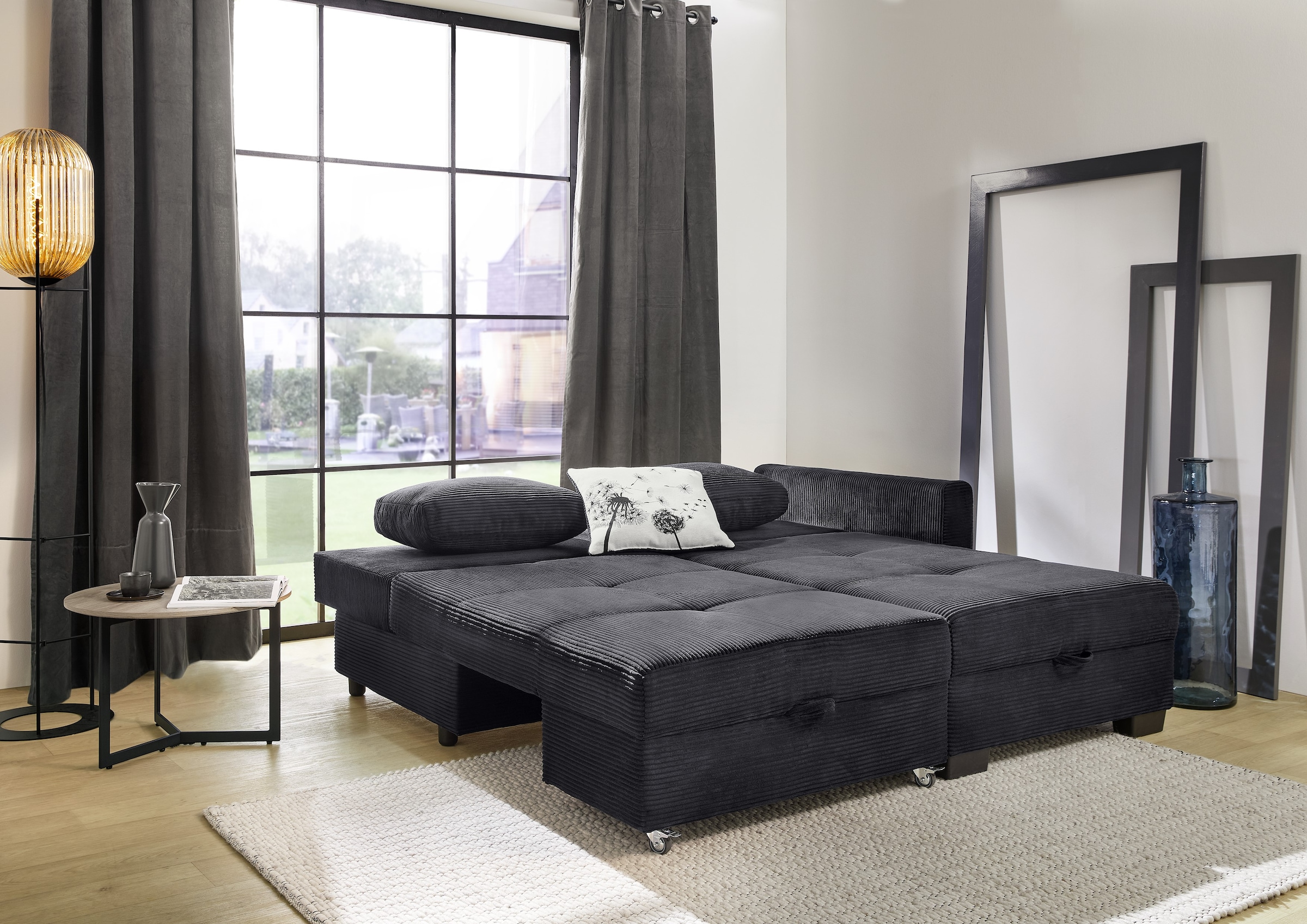 Jockenhöfer Gruppe Ecksofa »Fantasy, Dreh-Schwenk-Ottomane«, inklusive Relax- und Schlaffunktion, Ottomane links/ rechts montierbar