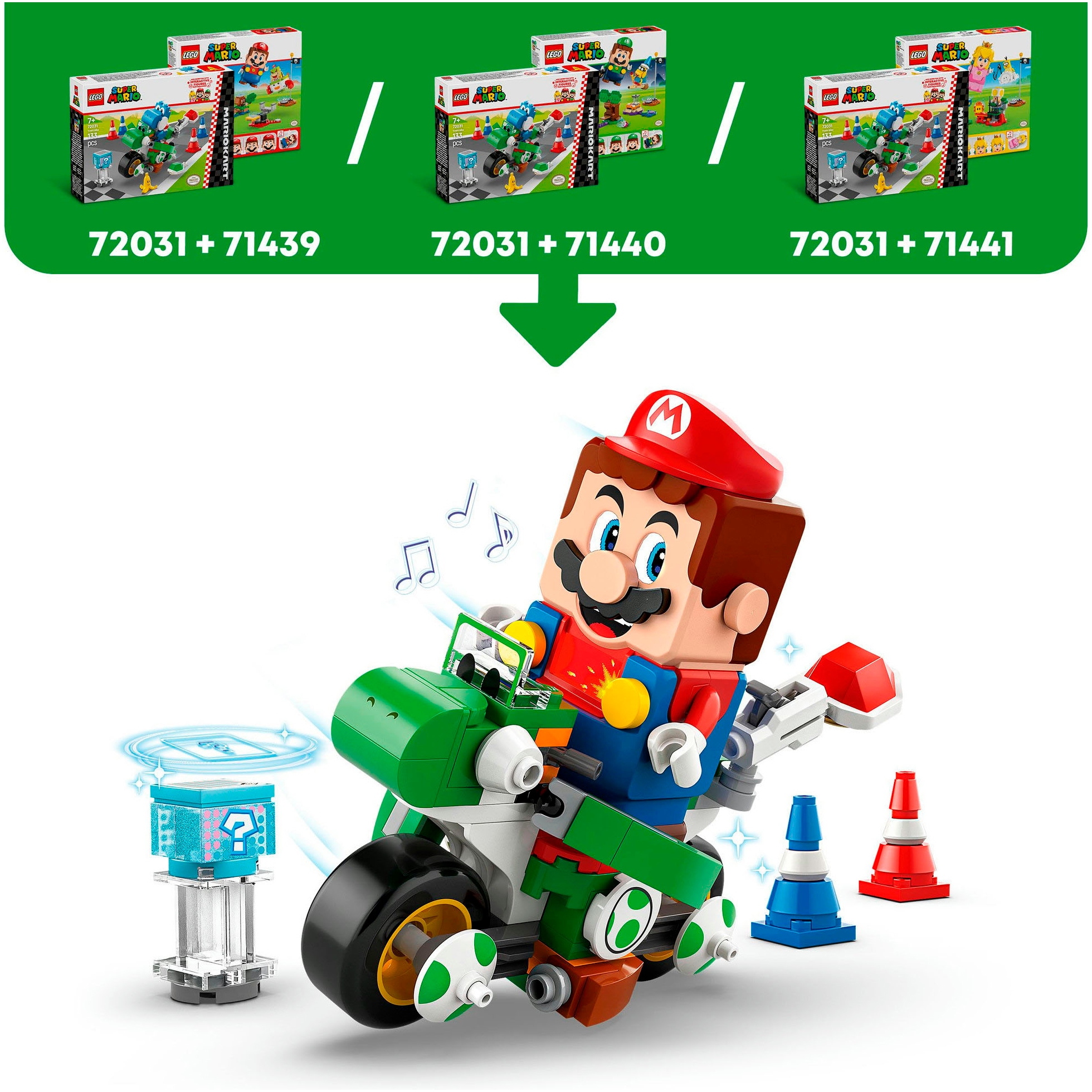 LEGO® Konstruktionsspielsteine »Mario Kart™ – Yoshi–Bike (72031), LEGO Super Mario«, (133 St.), Made in Europe