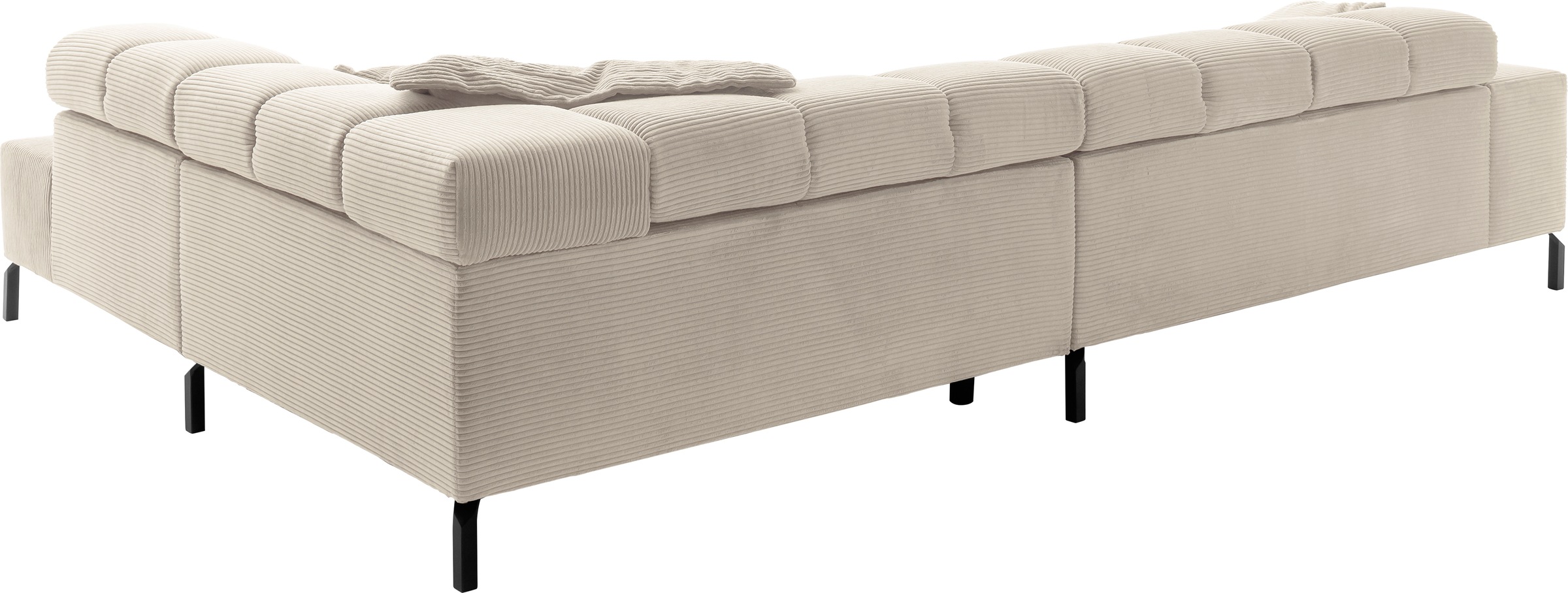 INOSIGN Ecksofa »Ancona New, wahlweise motorische Sitztiefenverstellung, auch in Cord«, feine Steppung, mit Kopfteilverstellung, 3 Zierkissen, L-Form