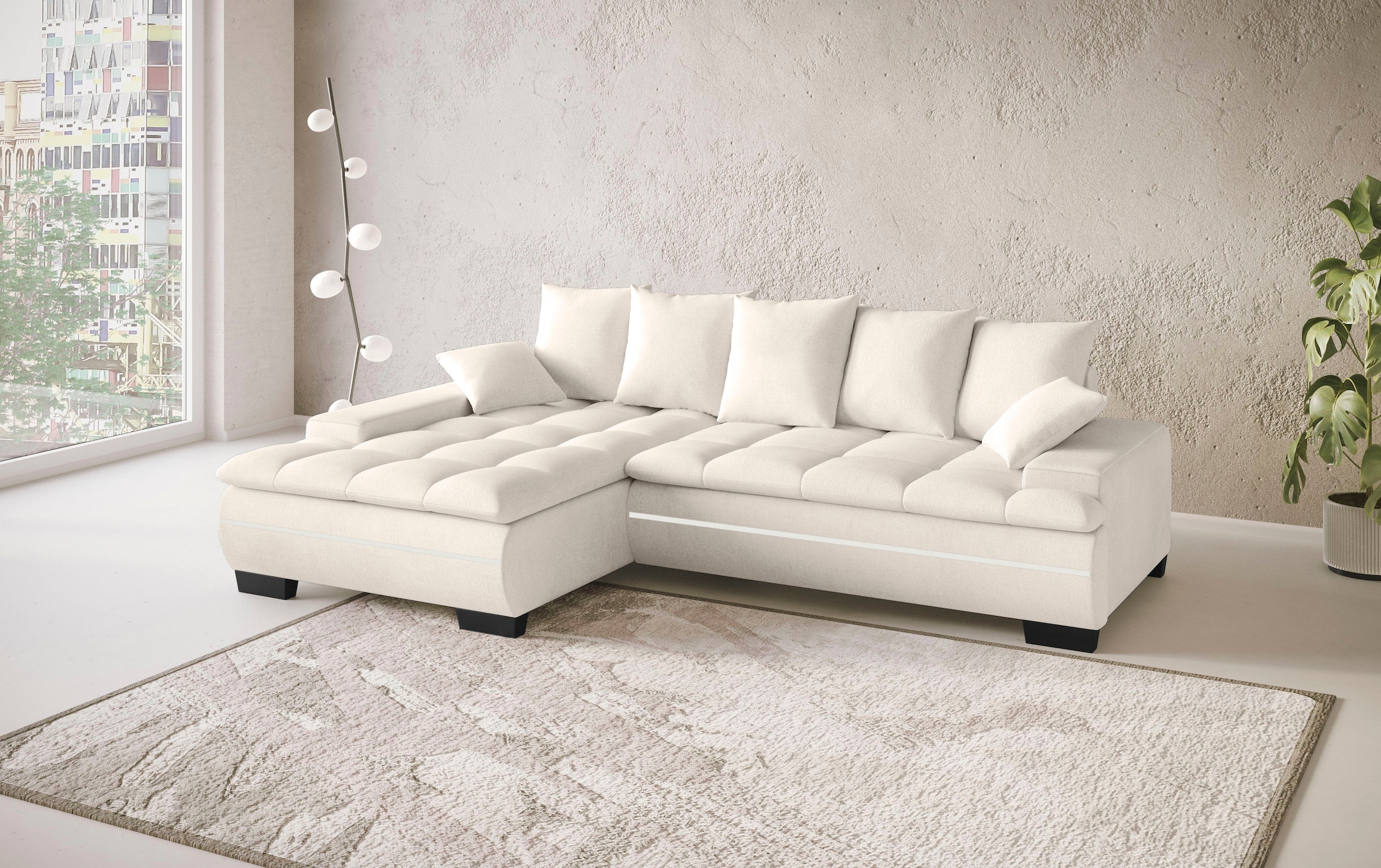 Mr. Couch Ecksofa »Haiti II, L-Form«, RGB-LED Beleuchtung, wahlweise mit Kaltschaum, Bett, Bettkasten