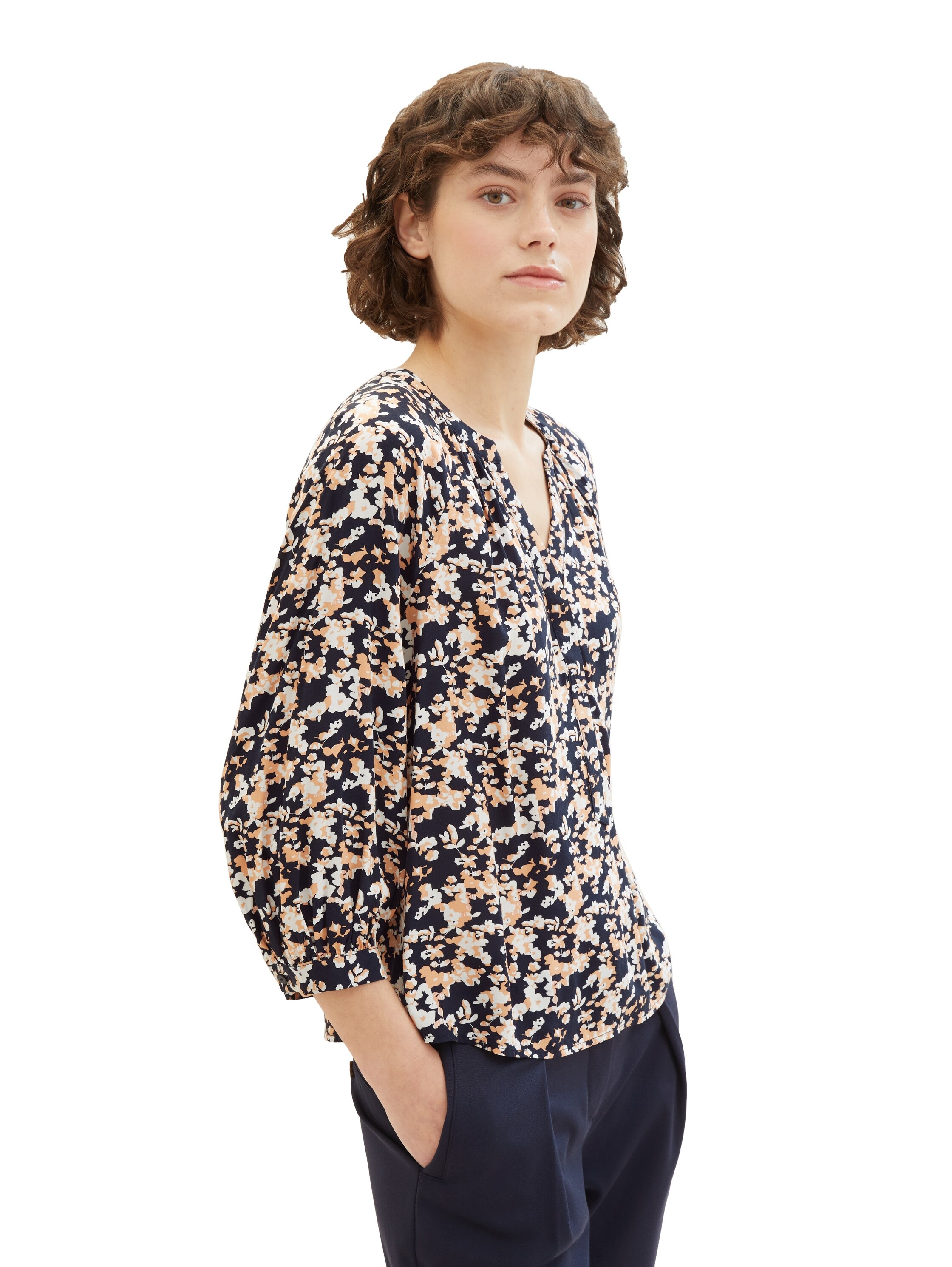TOM TAILOR Druckbluse, mit Serafino-Kragen