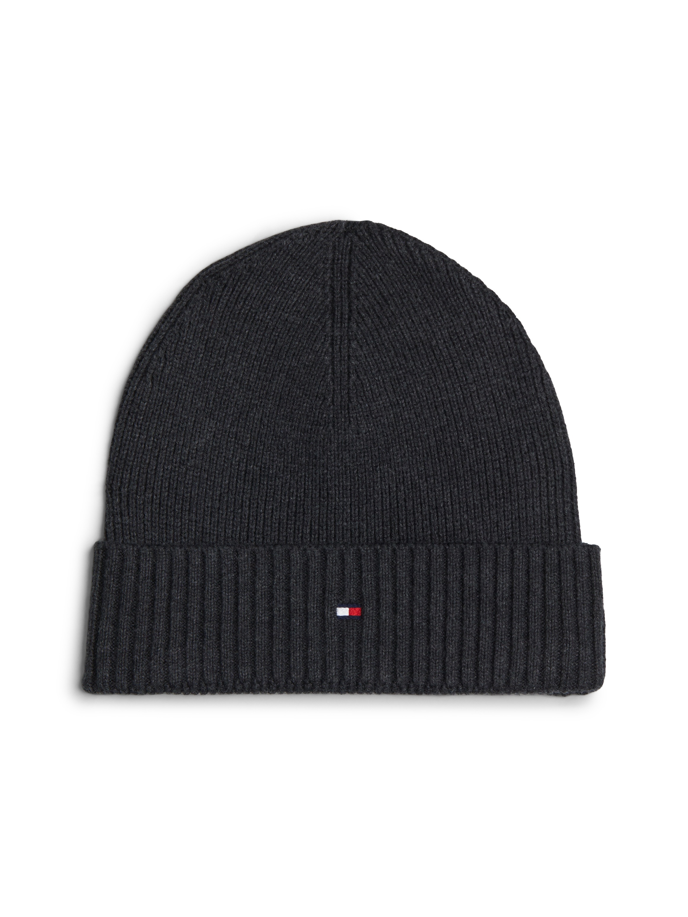 Tommy Hilfiger Strickmütze »TH FLAG PIMA COTTON BEANIE« Beanie mit Logostickerei, mit Kaschmiranteil Unisex