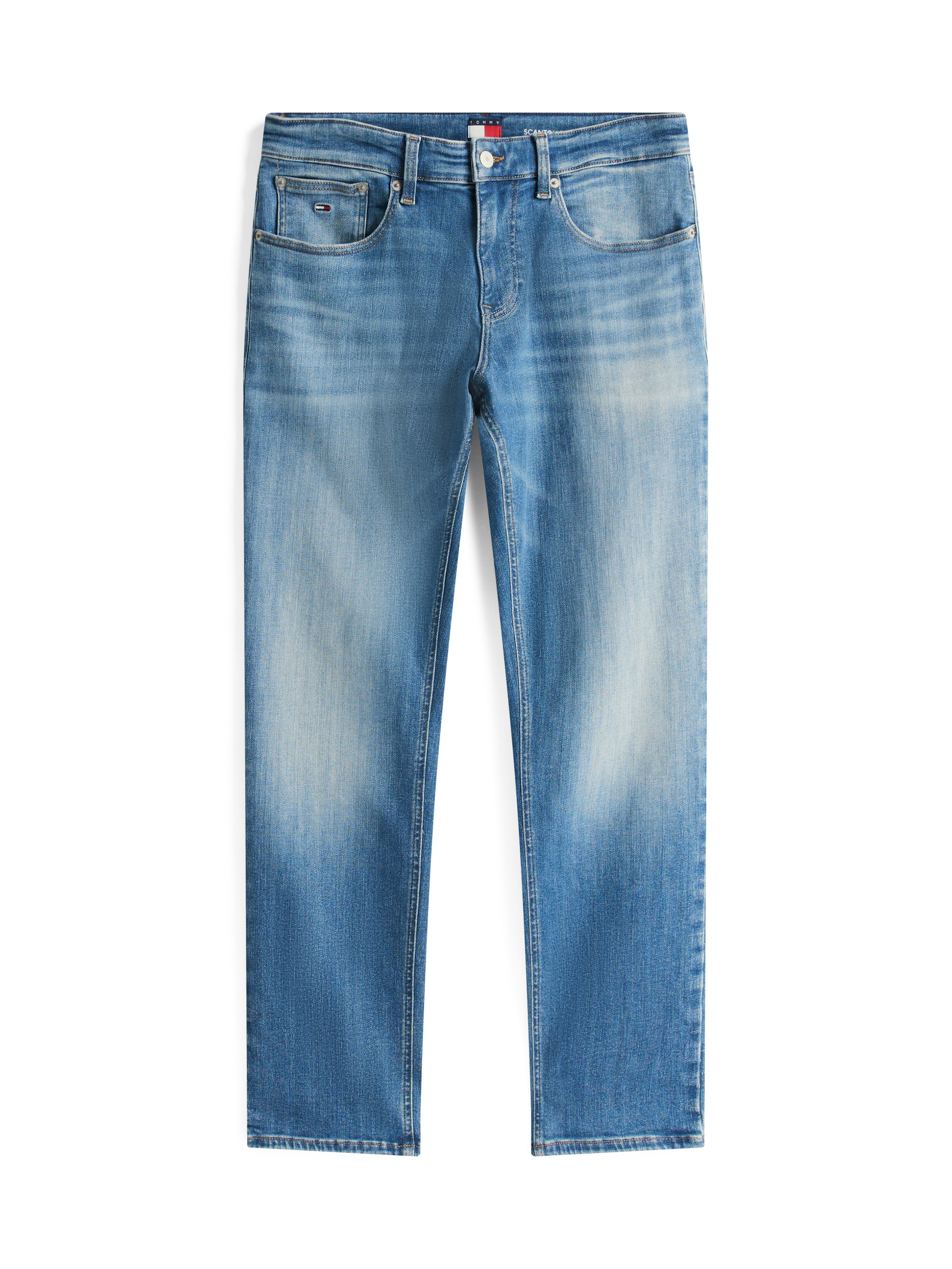 Tommy Jeans Gerade Jeans »Scanton Slim«, Mit Markenlabel aus Leder hinten
