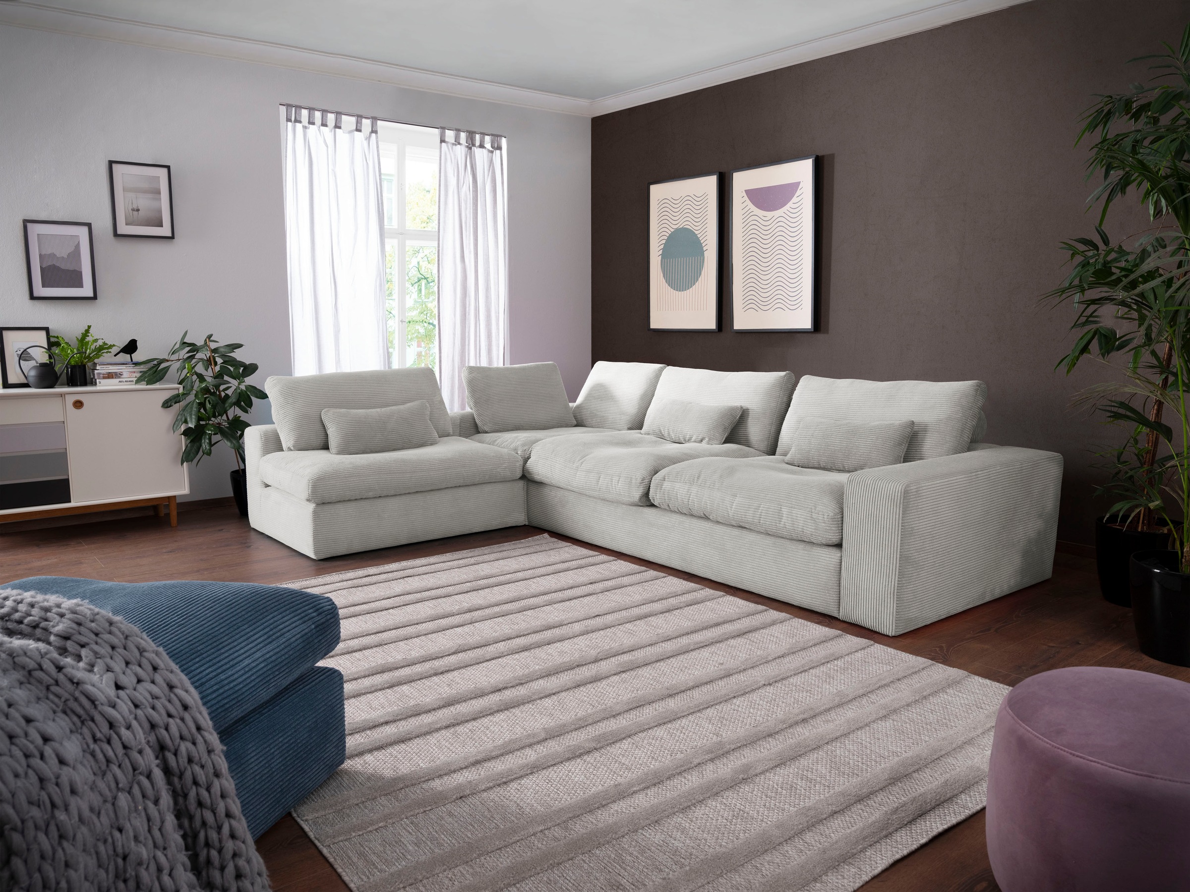 alina Ecksofa »Sandy«, mit losen Sitz und Rückenkissen, in modernem Cordstoff