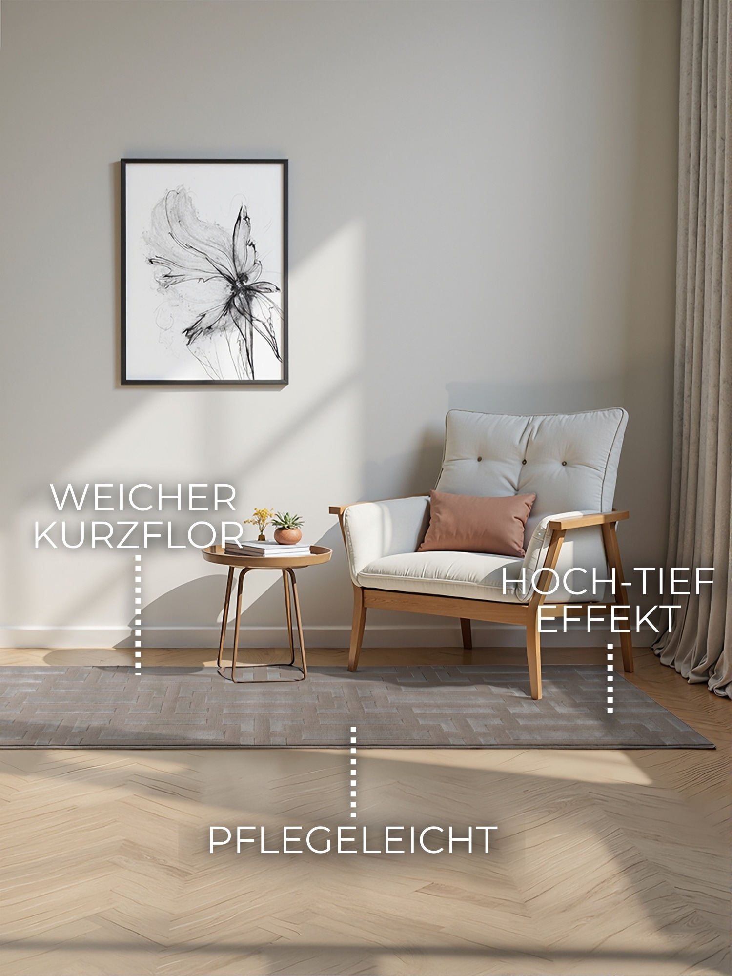 ELLE DECORATION Designteppich »Onyx« rechteckig 9 mm Höhe Wohnzimmer, Schlafzimmer, Läufer, Hoch-Tief Effekt, Flur, Glanz