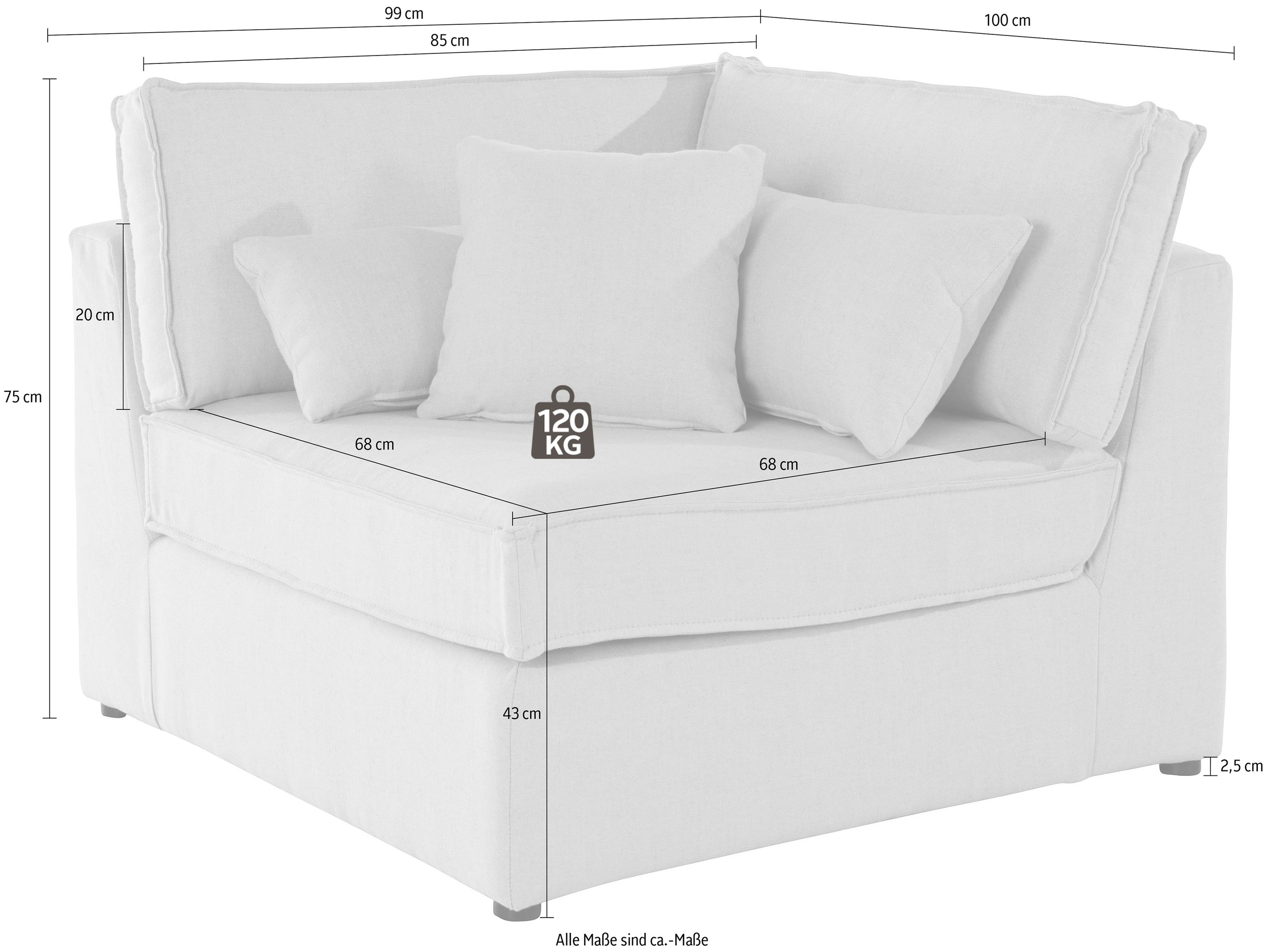 RAUM.ID Sofa-Eckelement »Florid«, Teil eines Modulsofas, fester Sitzkomfort, auch in Cord