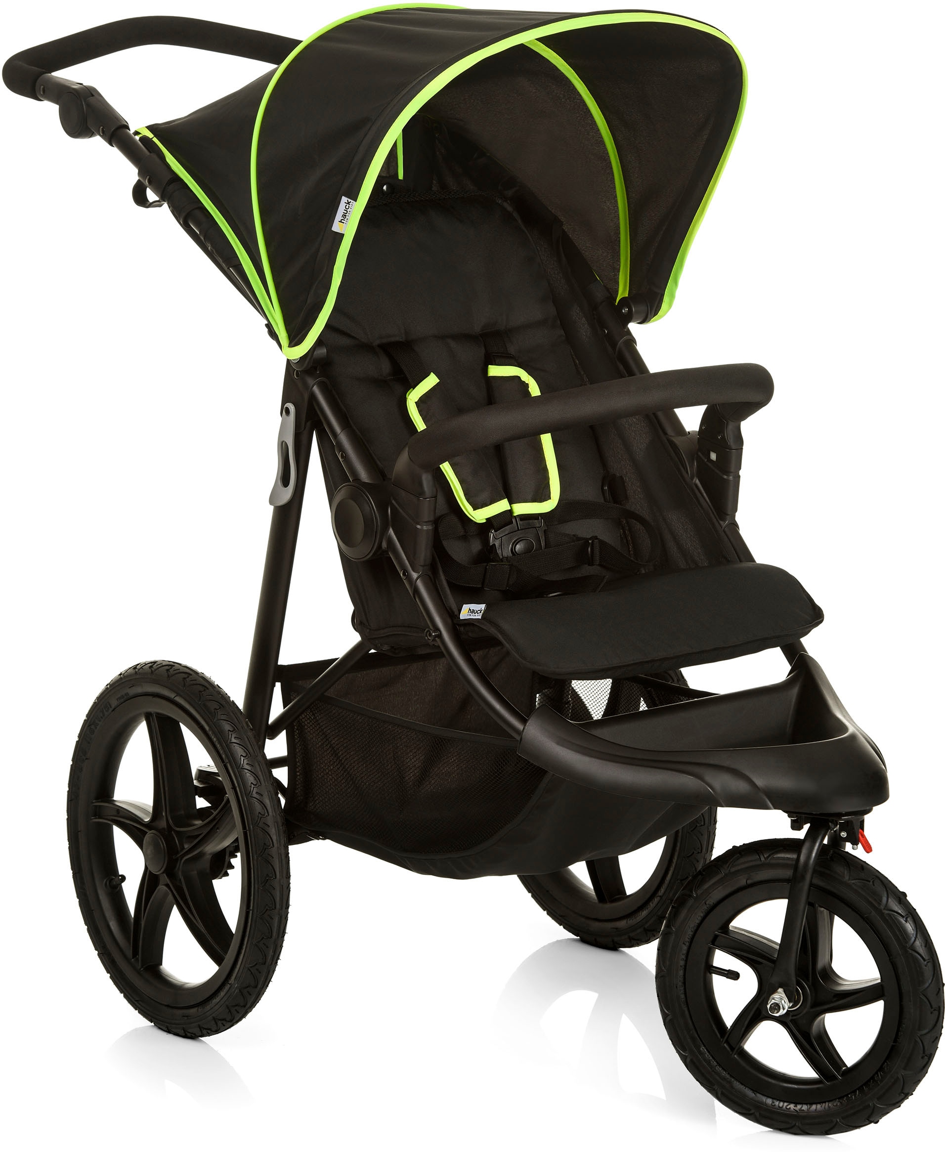 Hauck Dreirad-Kinderwagen »Runner black/neon yellow«, mit schwenk- und feststellbarem Vorderrad