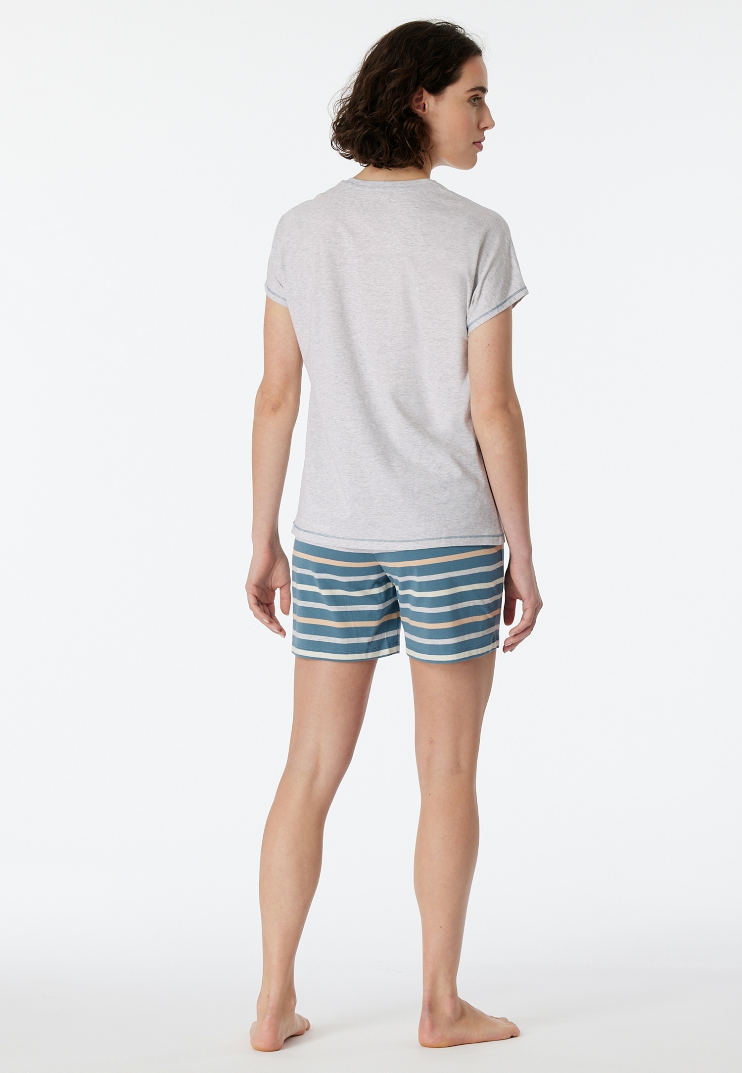 Schiesser Shorty »"Casual Essentials"«, (2 tlg.), mit unifarbenem Shirt und gestreifter Hose