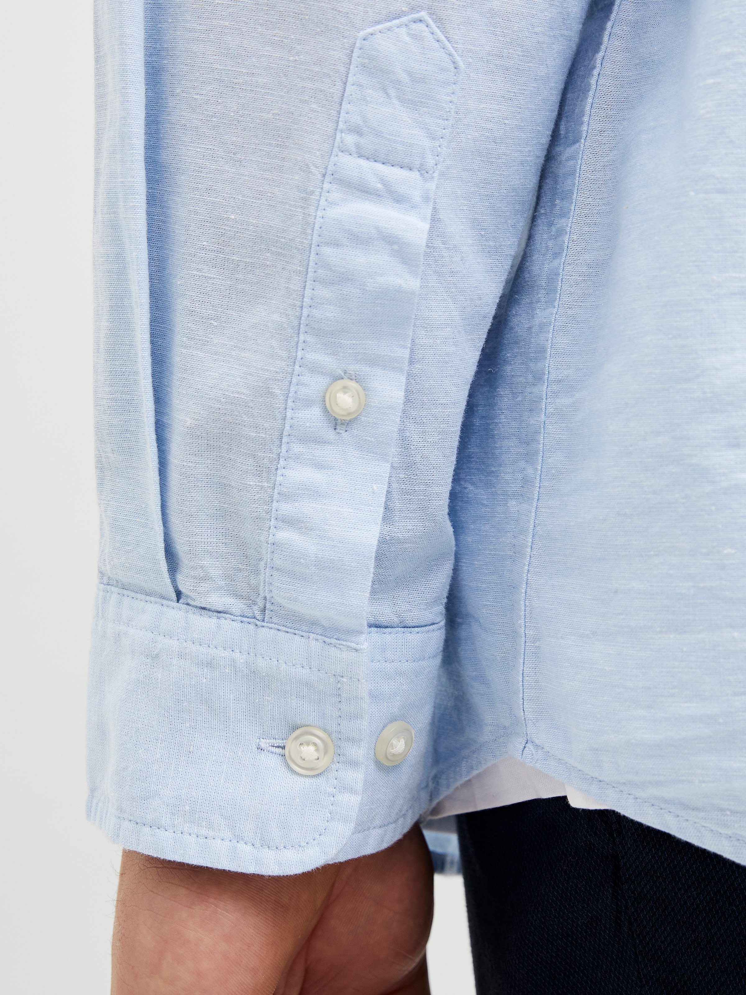 Jack & Jones PlusSize Langarmhemd »JJEBREEZE LINEN BLE BAND SHIRT LS SN PLS«