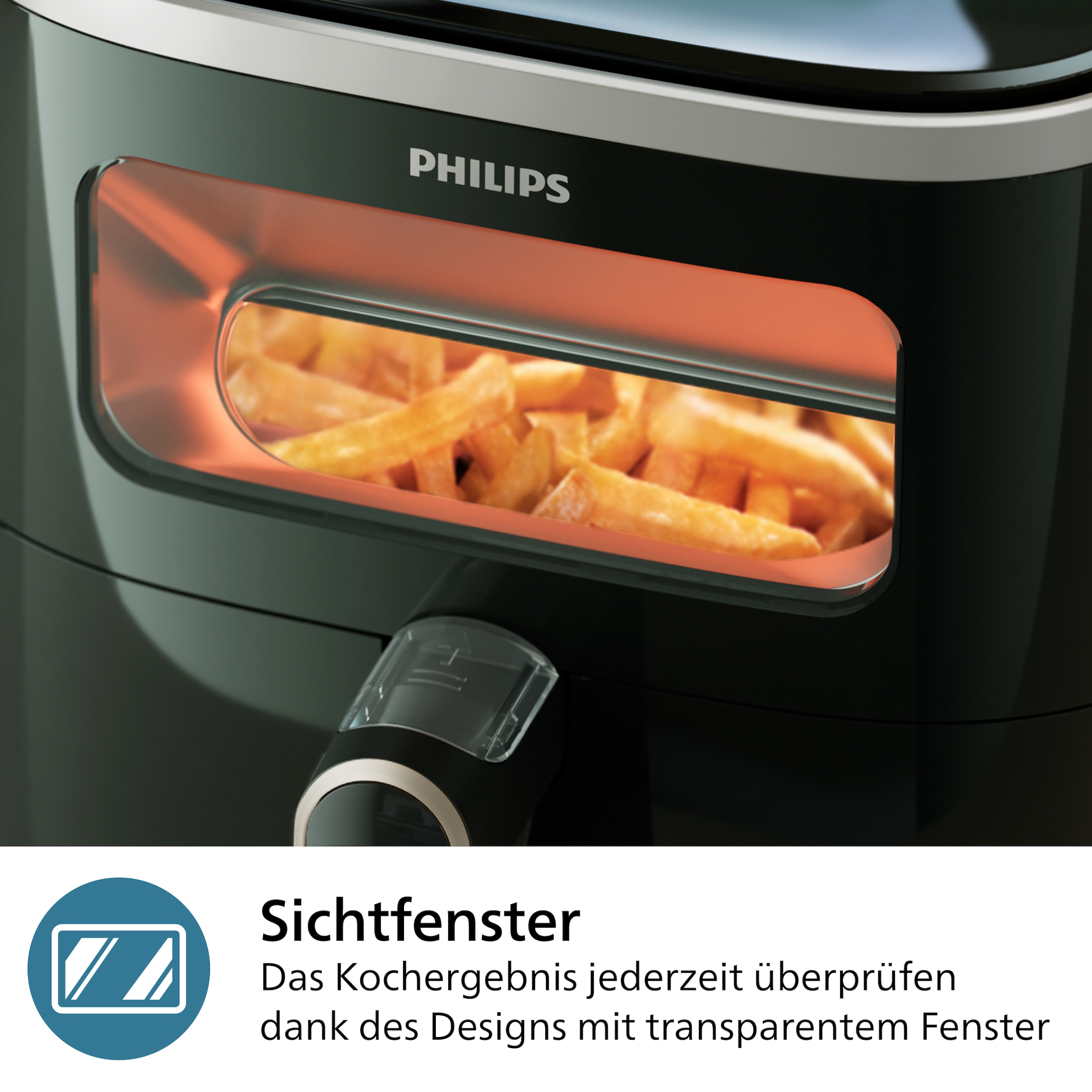 Philips Heißluftfritteuse »XL 3000 Series HD9257/88, mit 5.6L Kapazität, Sichtfenster«, 1700 W, RapidAir Technologie, Digitalem Display und HomeID App; Schwarz