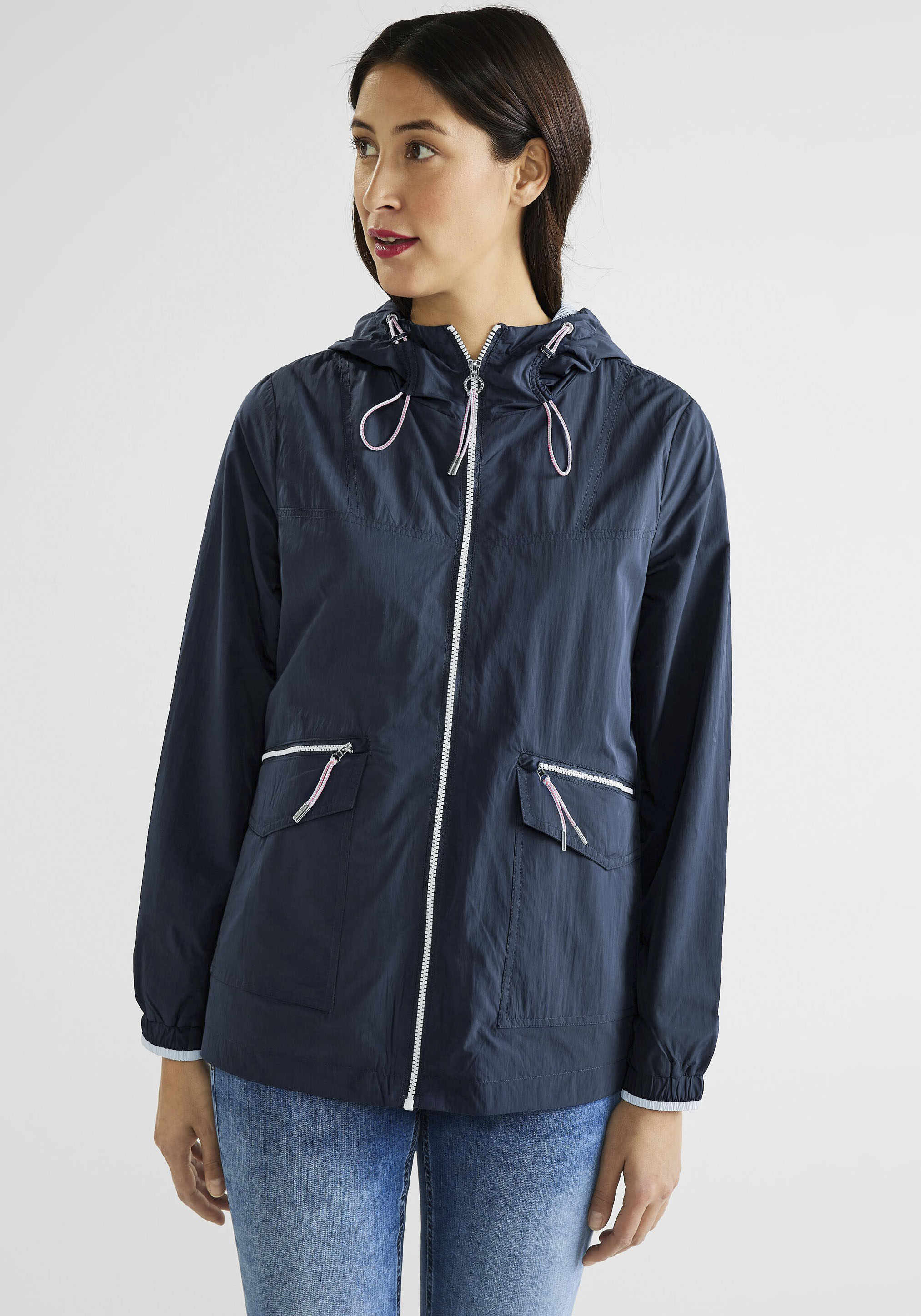Windbreaker, mit Kapuze, mit regulierbarer Kapuze