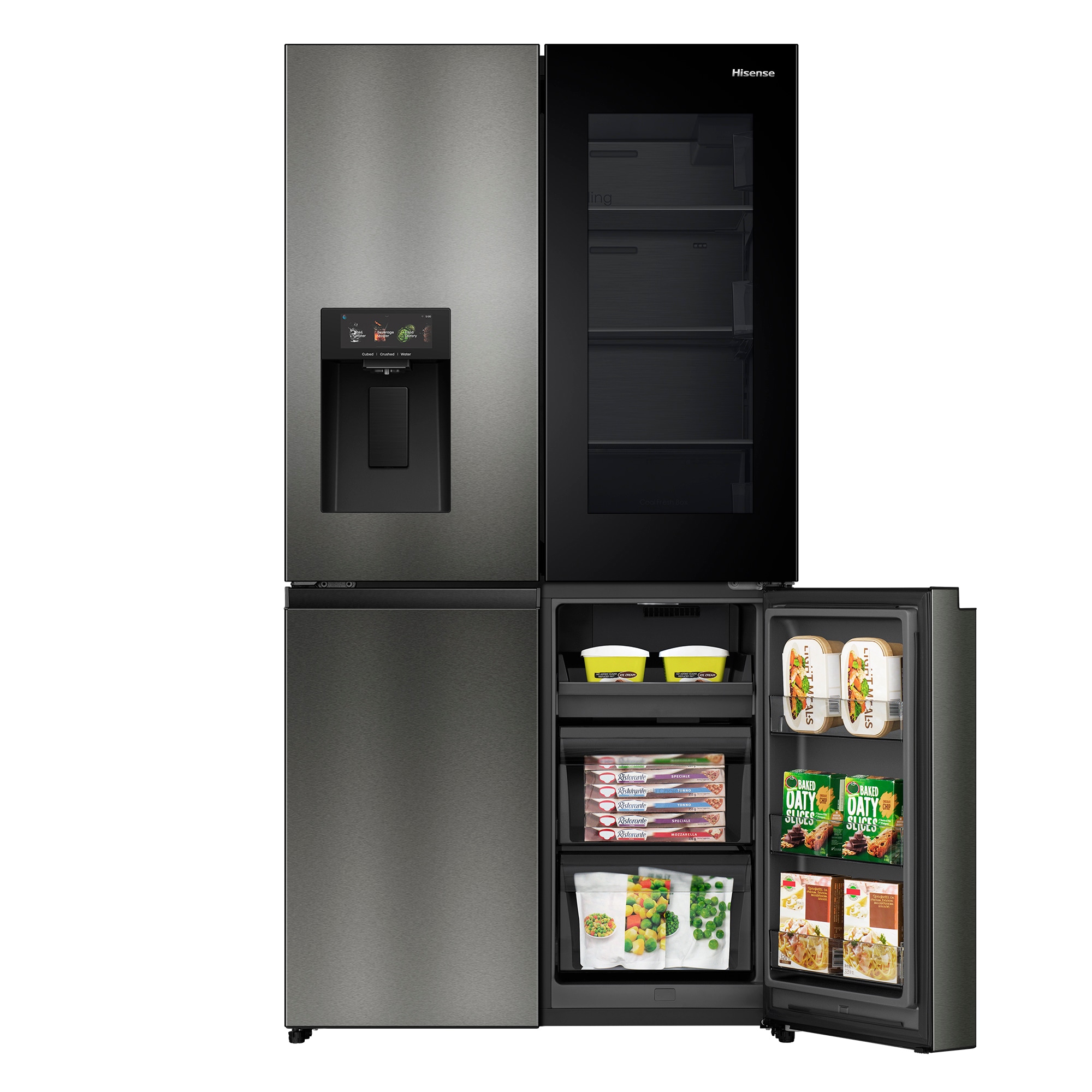 Hisense Multi Door »RQ600P7SKE« 179 cm hoch 91,4 cm breit PureViewDoor - immer sehen was im Kühlschrank ist