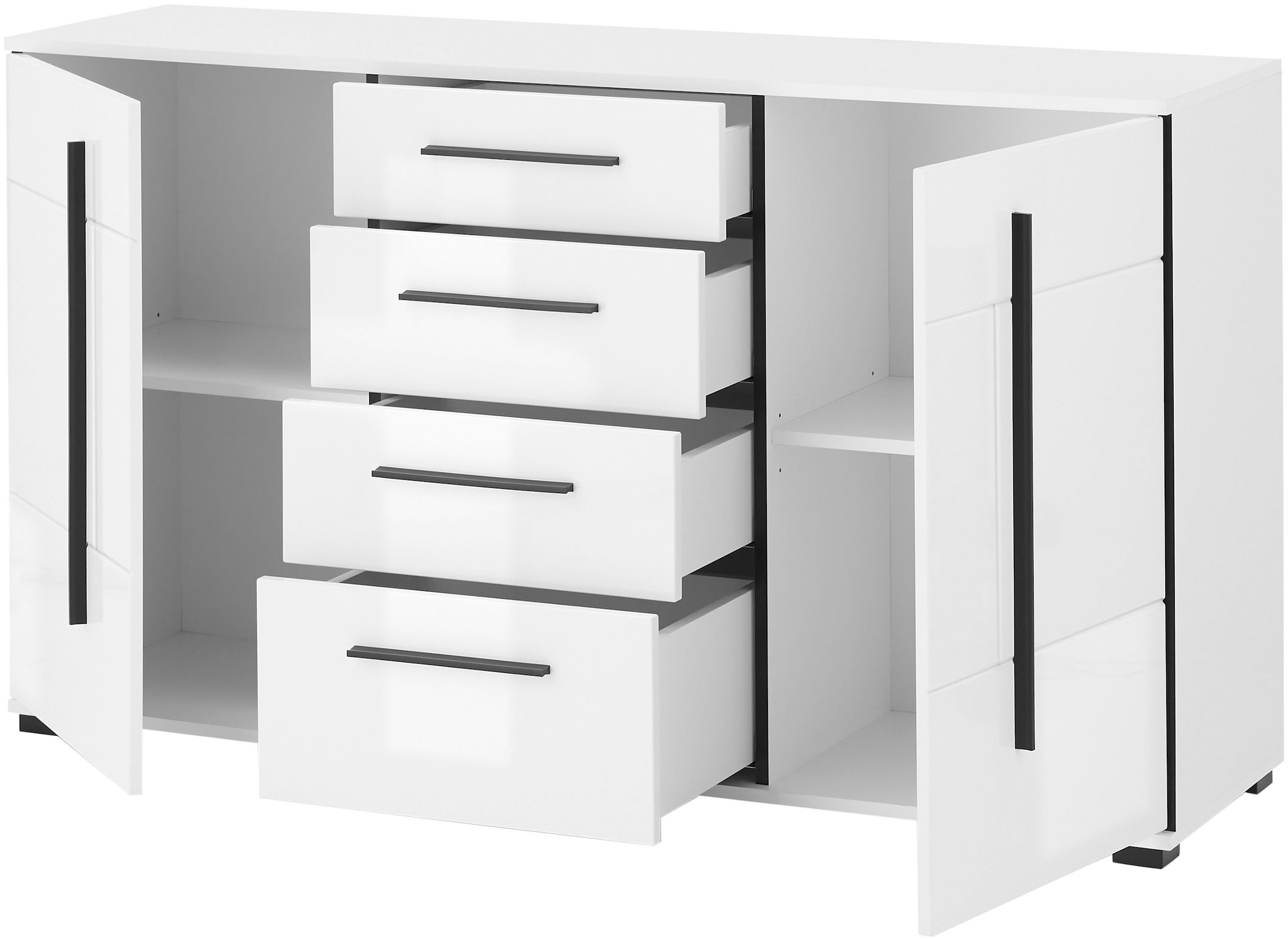 Home affaire Sideboard »Cantara, moderner Schrank, Kommode in Eiche Evoke oder weiß« schwarze Stangengriffe, ausreichend Stauraum, vielseitig einsetzbar