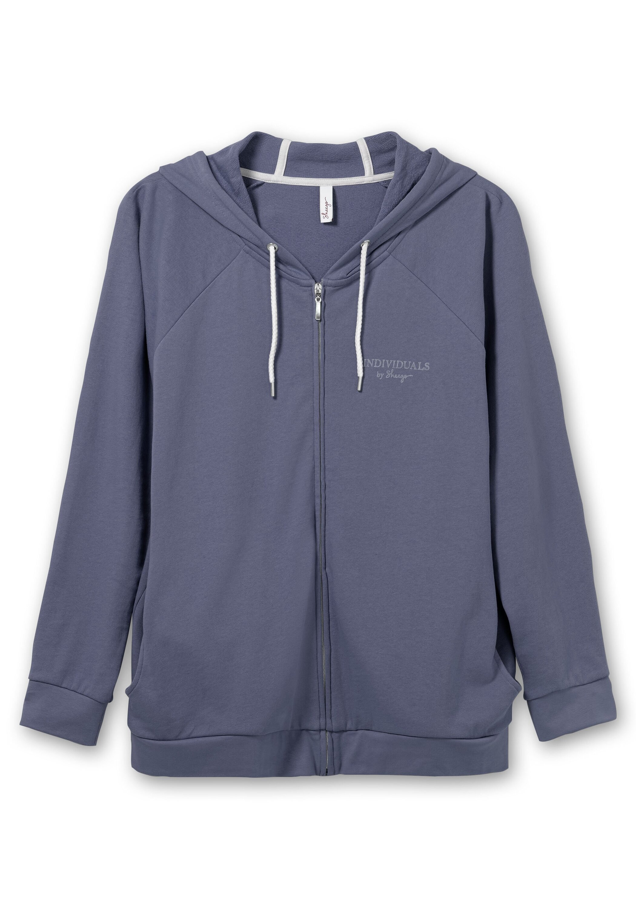 Sheego Kapuzensweatjacke »Sweatjacke mit Flockprint und Eingrifftaschen«