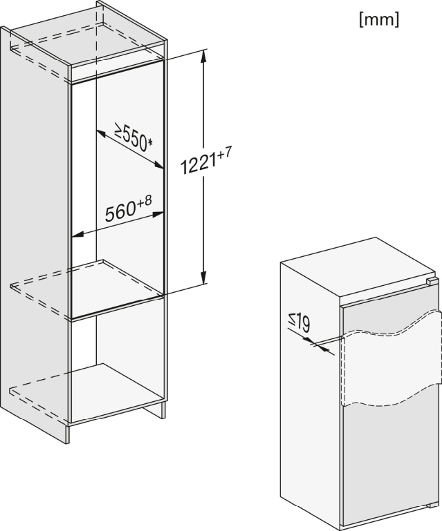 Miele Einbaukühlschrank, K 7314 F, 122 cm hoch, 56,8 cm breit mit 3 Jahren  XXL Garantie