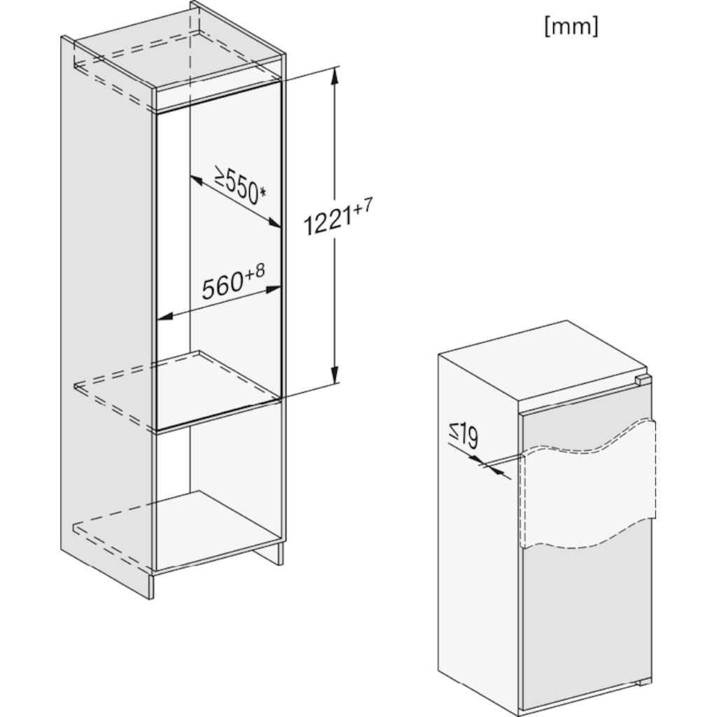 Miele Einbaukühlschrank, K 7313 F, 122,1 cm hoch, 56,8 cm breit