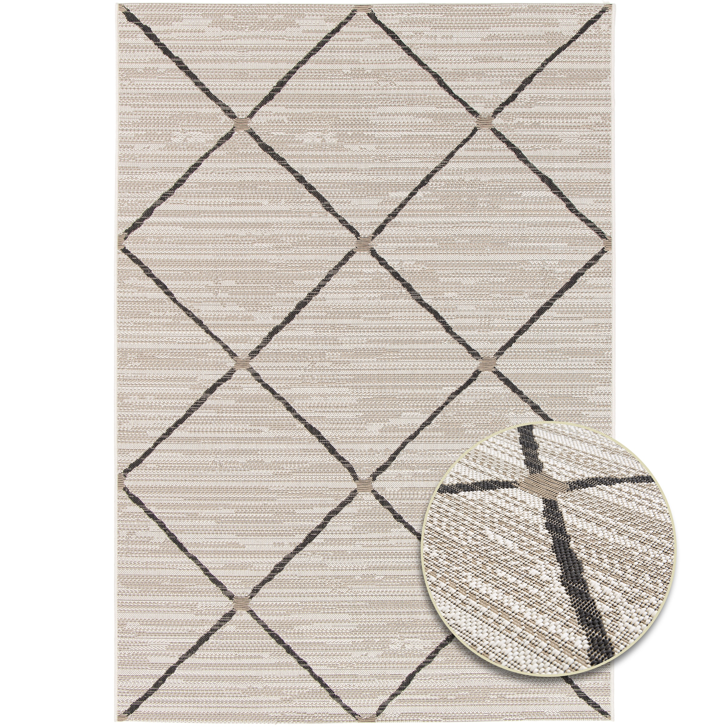 Primaflor-Ideen in Textil Teppich »Outdoorteppich PARADISE - Rhombus«, rechteckig, 4 mm Höhe, Flachgewebe, Rauten, Scandi, In- und Outdoor geeignet, wasserfest