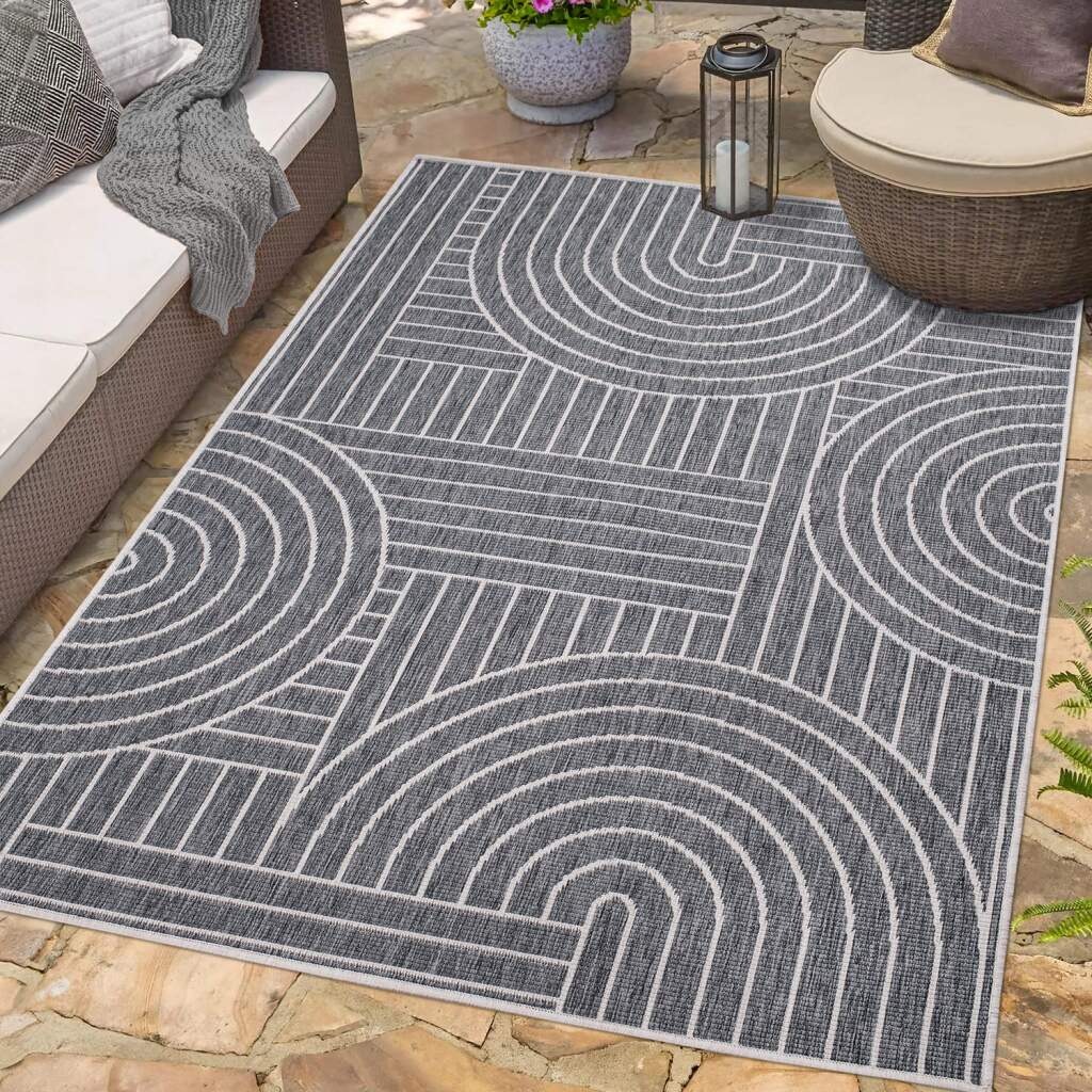 Carpet City Outdoorteppich »DUO RUG 5842«, rechteckig, 5 mm Höhe, Wendeteppich Wetterfest In- & Outdoor, Balkon, Terrasse, Wohnzimmer